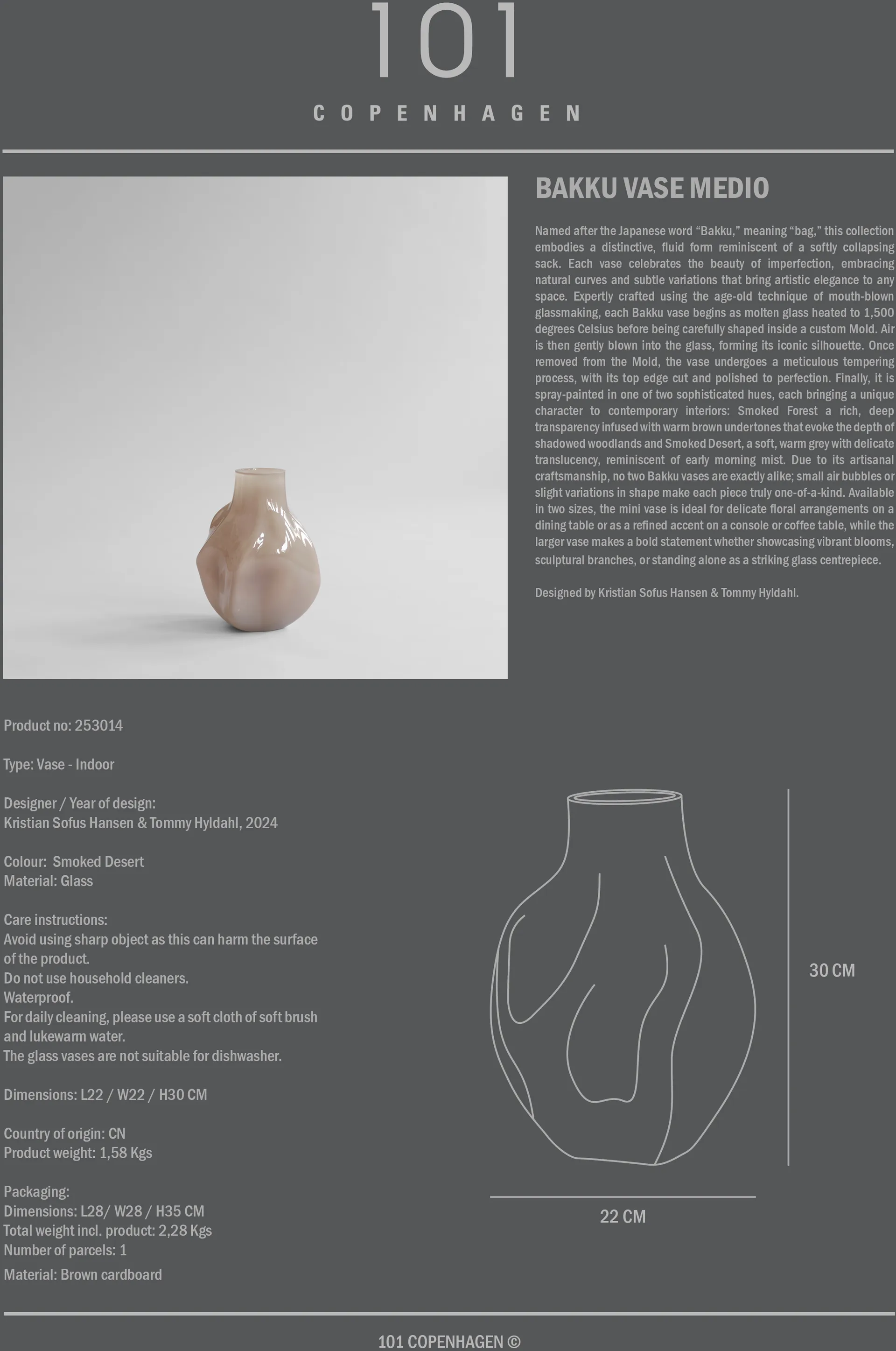 Bakku vaas medio, Smoked desert 101 Copenhagen