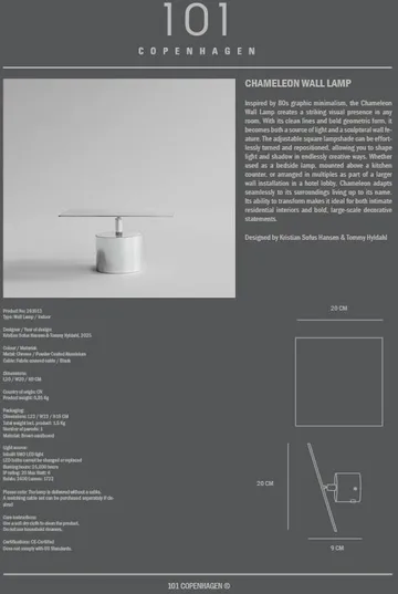 Chameleon wandlamp - Chrome - 101 Copenhagen