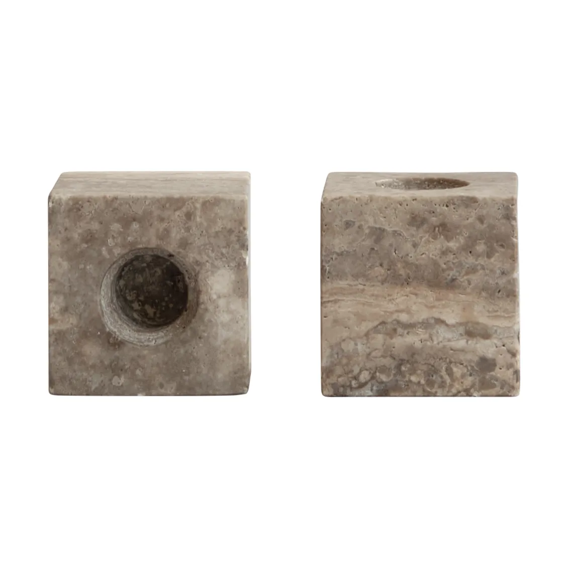 Cube kandelaar 2-pack, Silver Travertine 101 Copenhagen
