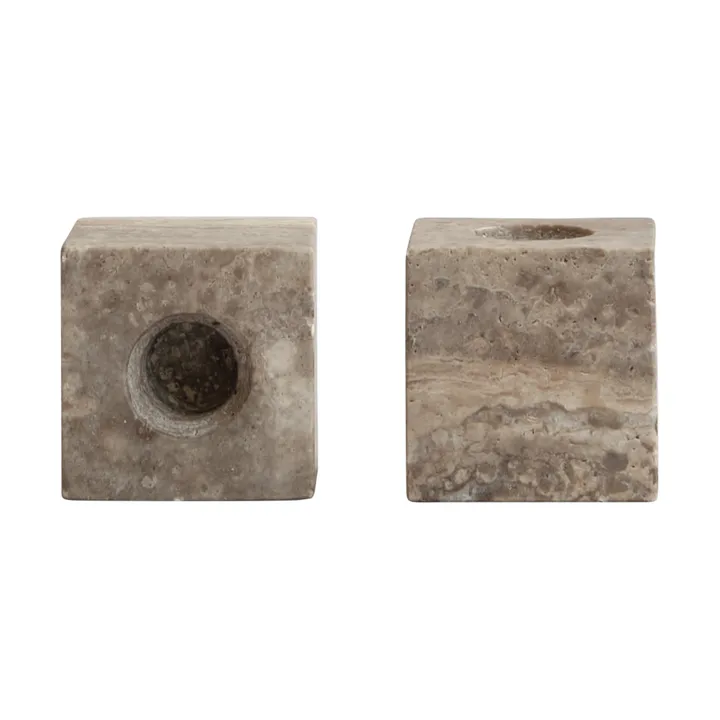 Cube kandelaar 2-pack - Silver Travertine - 101 Copenhagen
