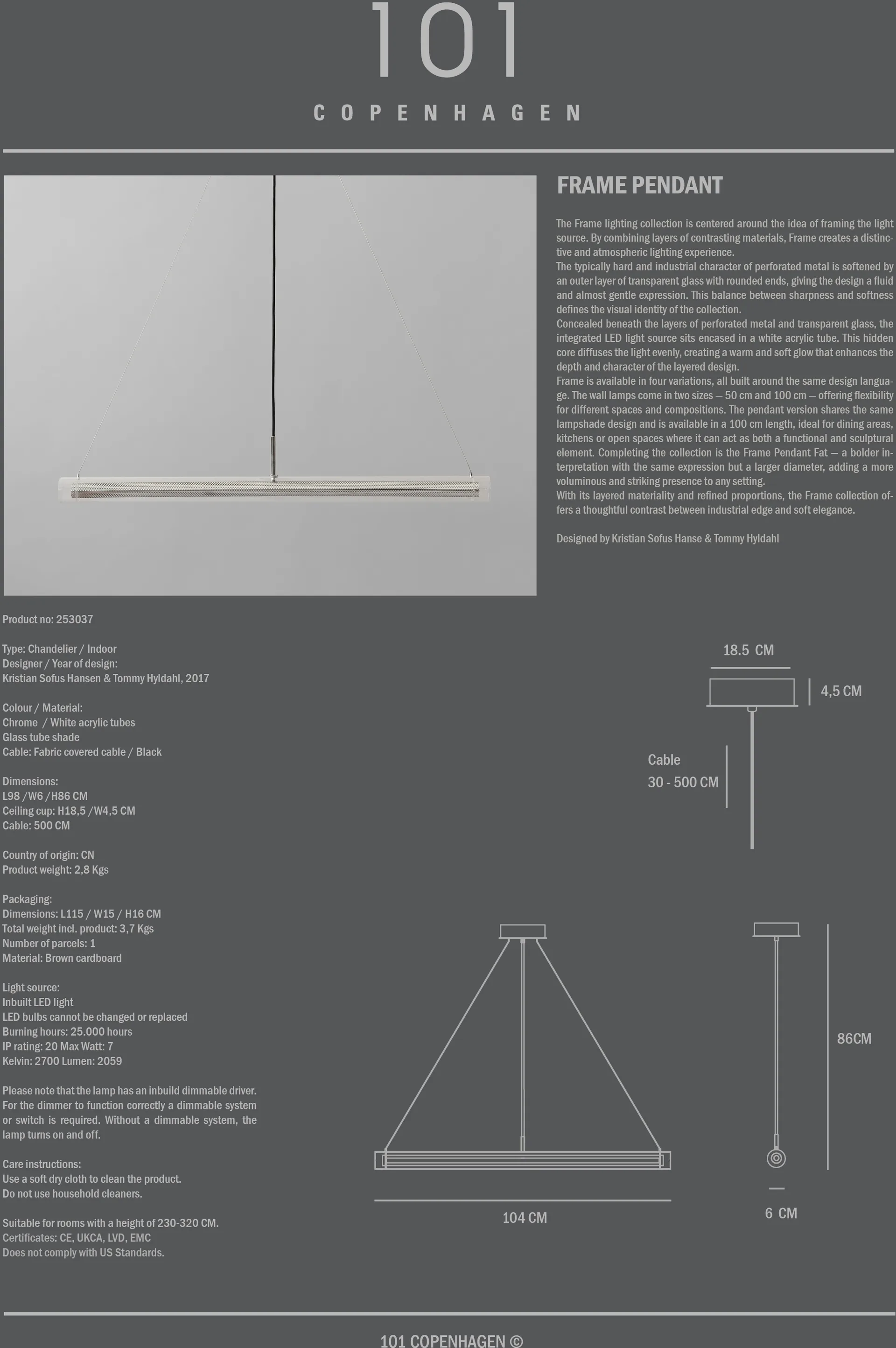 Frame hanglamp, Chrome 101 Copenhagen