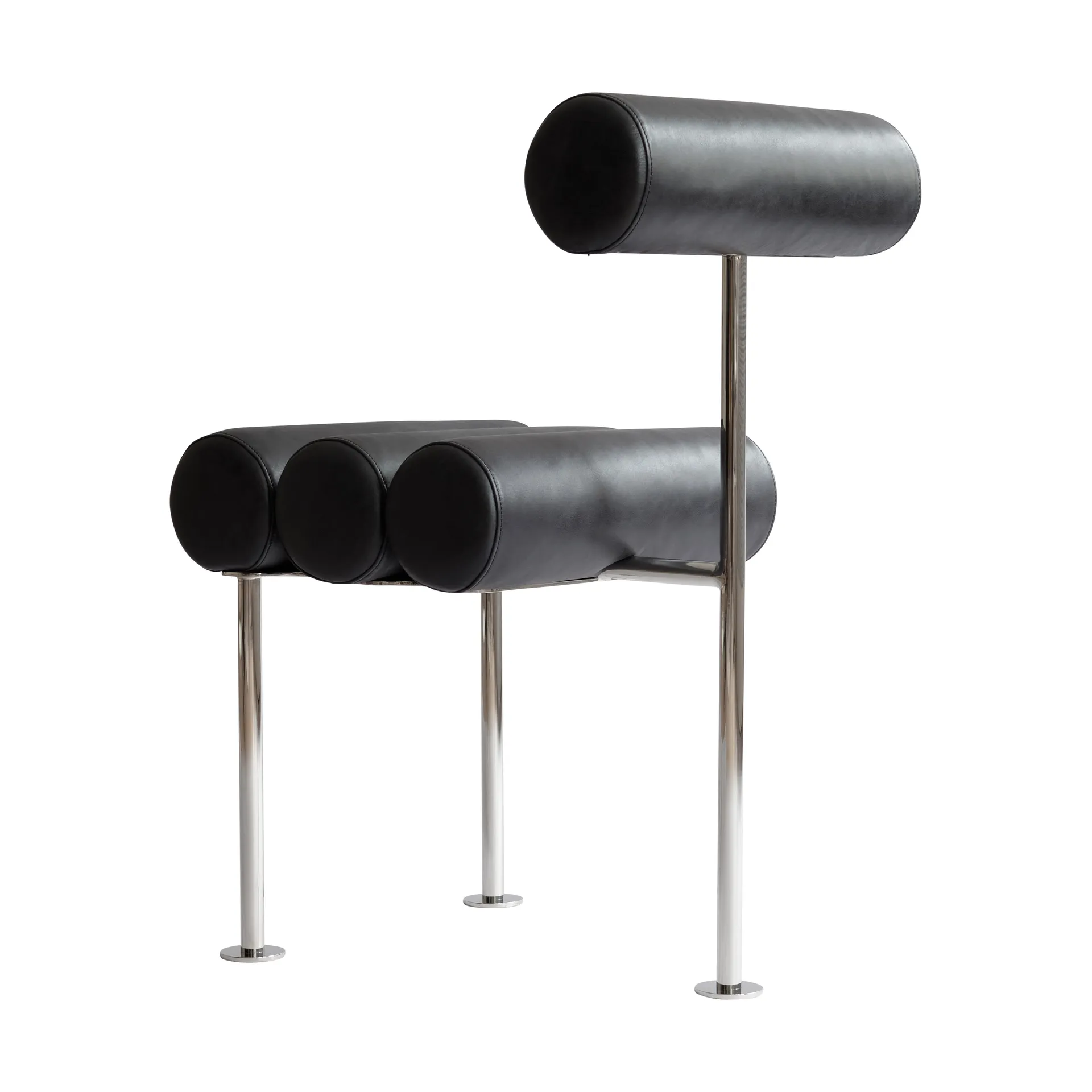 Hiro eetkamerstoel, Stainless steel-aniline leather black 101 Copenhagen