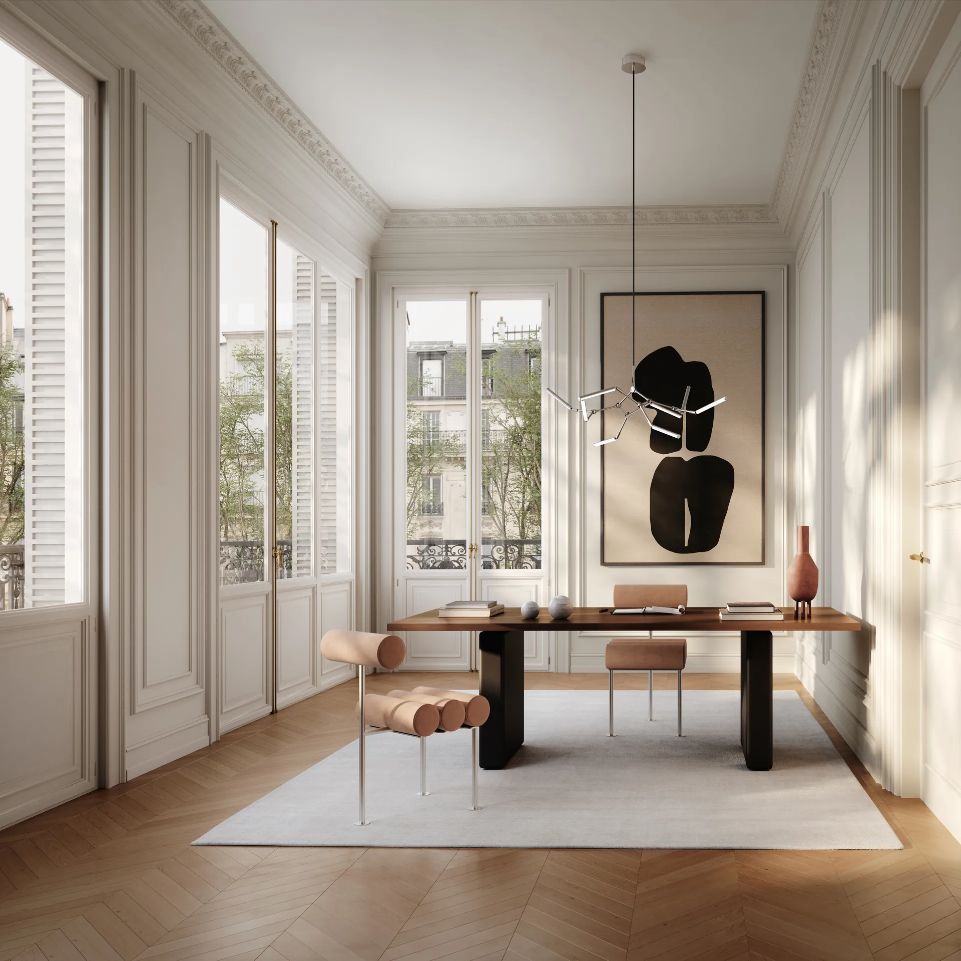 Hiro eetkamerstoel, Stainless steel-nubuck 101 Copenhagen