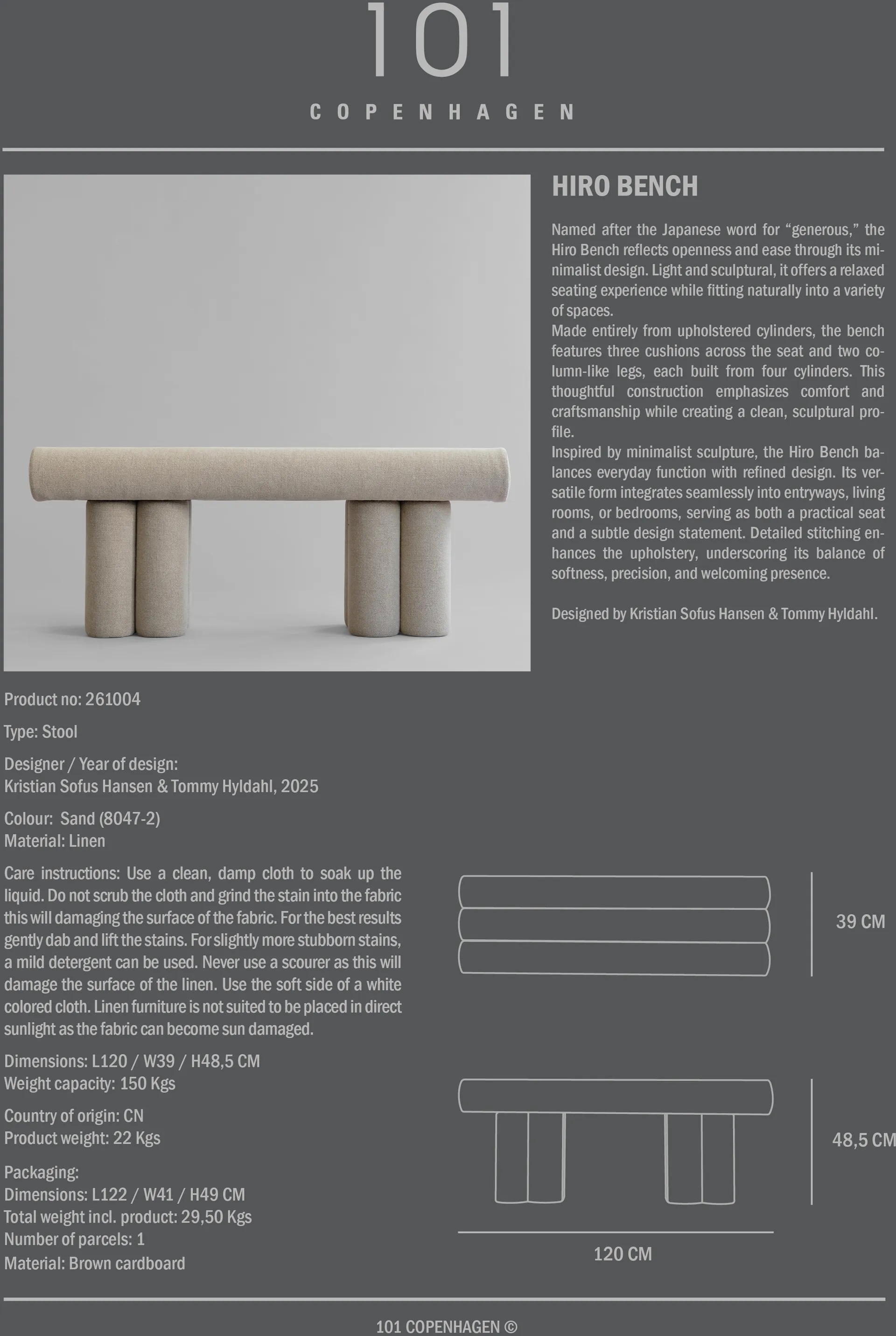 Hiro zitbank, Linen 101 Copenhagen