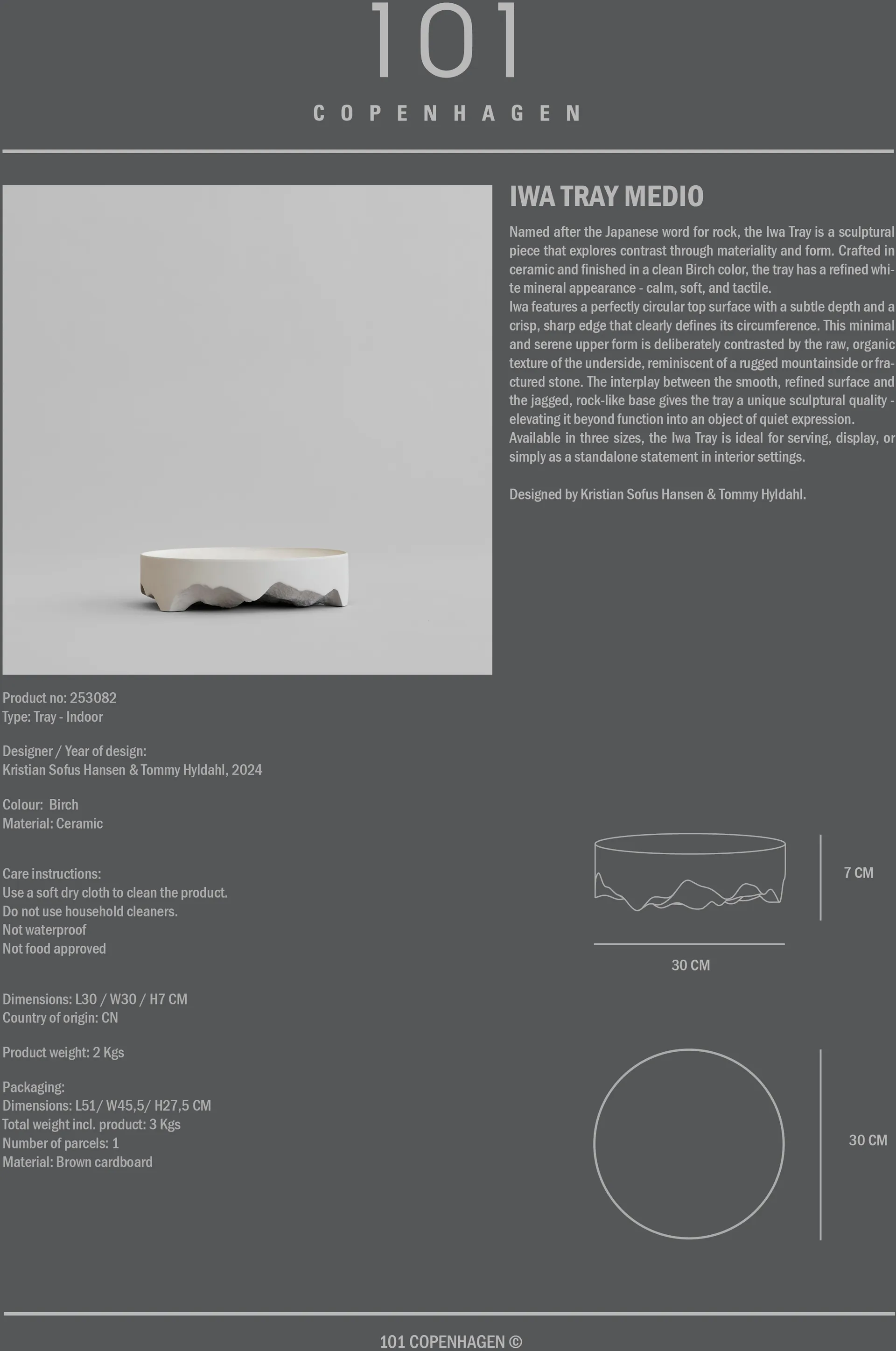 Iwa decoratieschaal, Berken, Ø30 101 Copenhagen