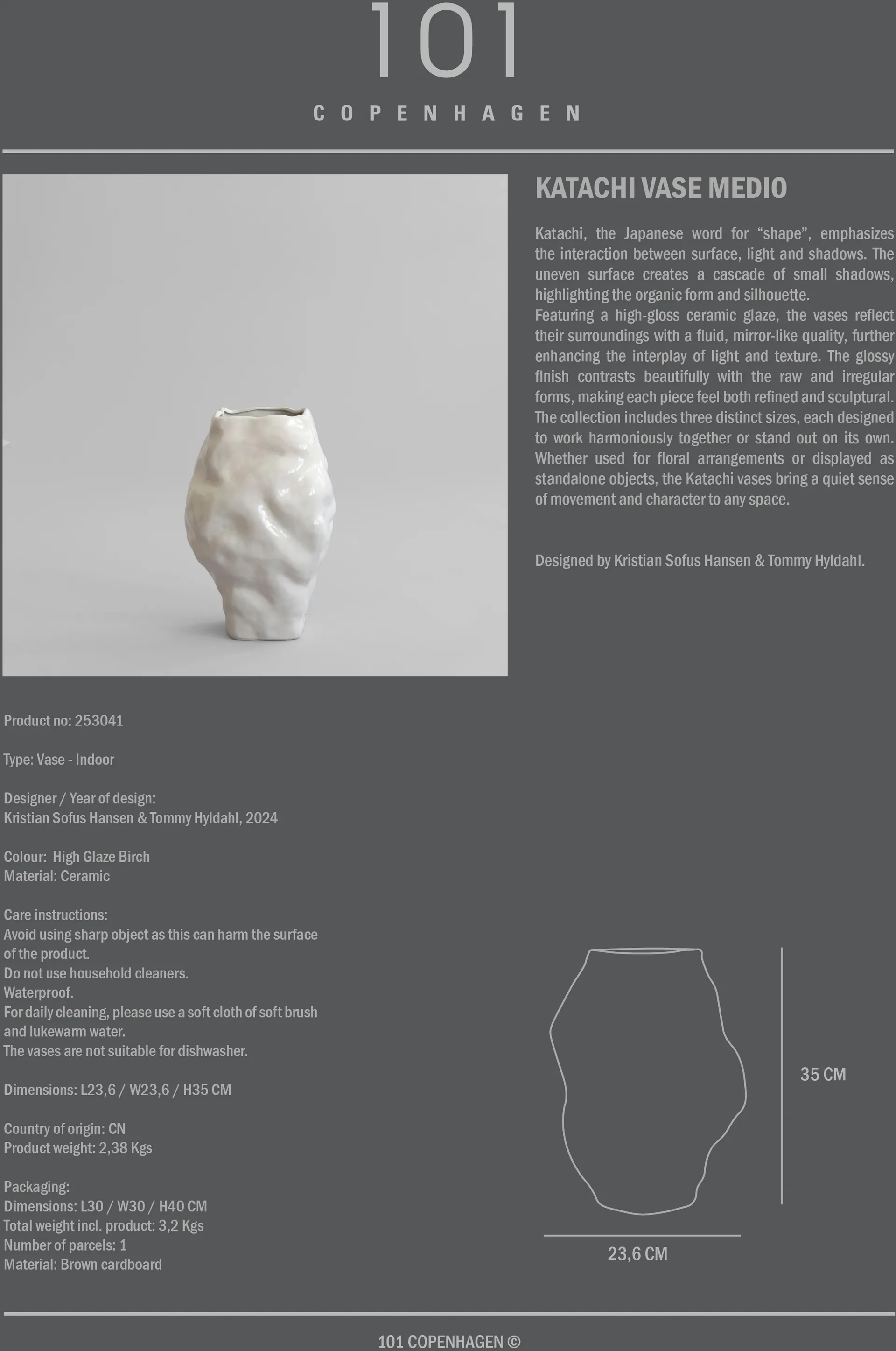 Katachi vaas medio, High glaze berk 101 Copenhagen