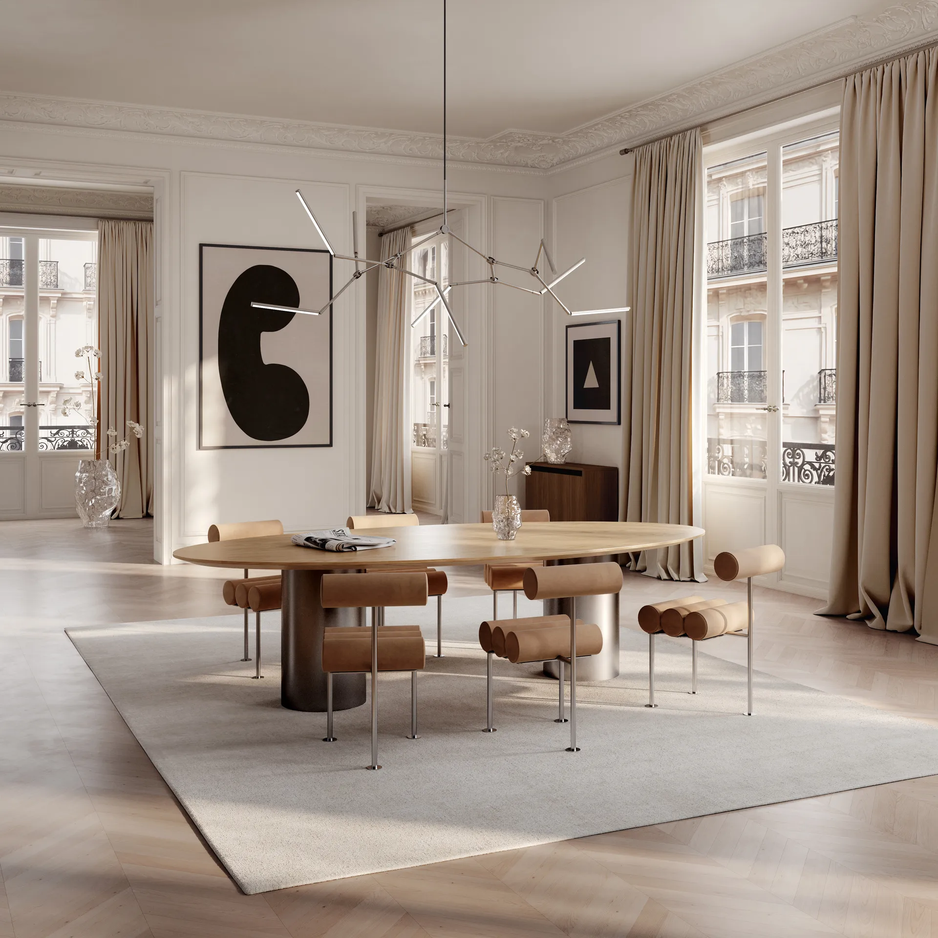 Stick chandelier kroonlamp, Chrome 101 Copenhagen