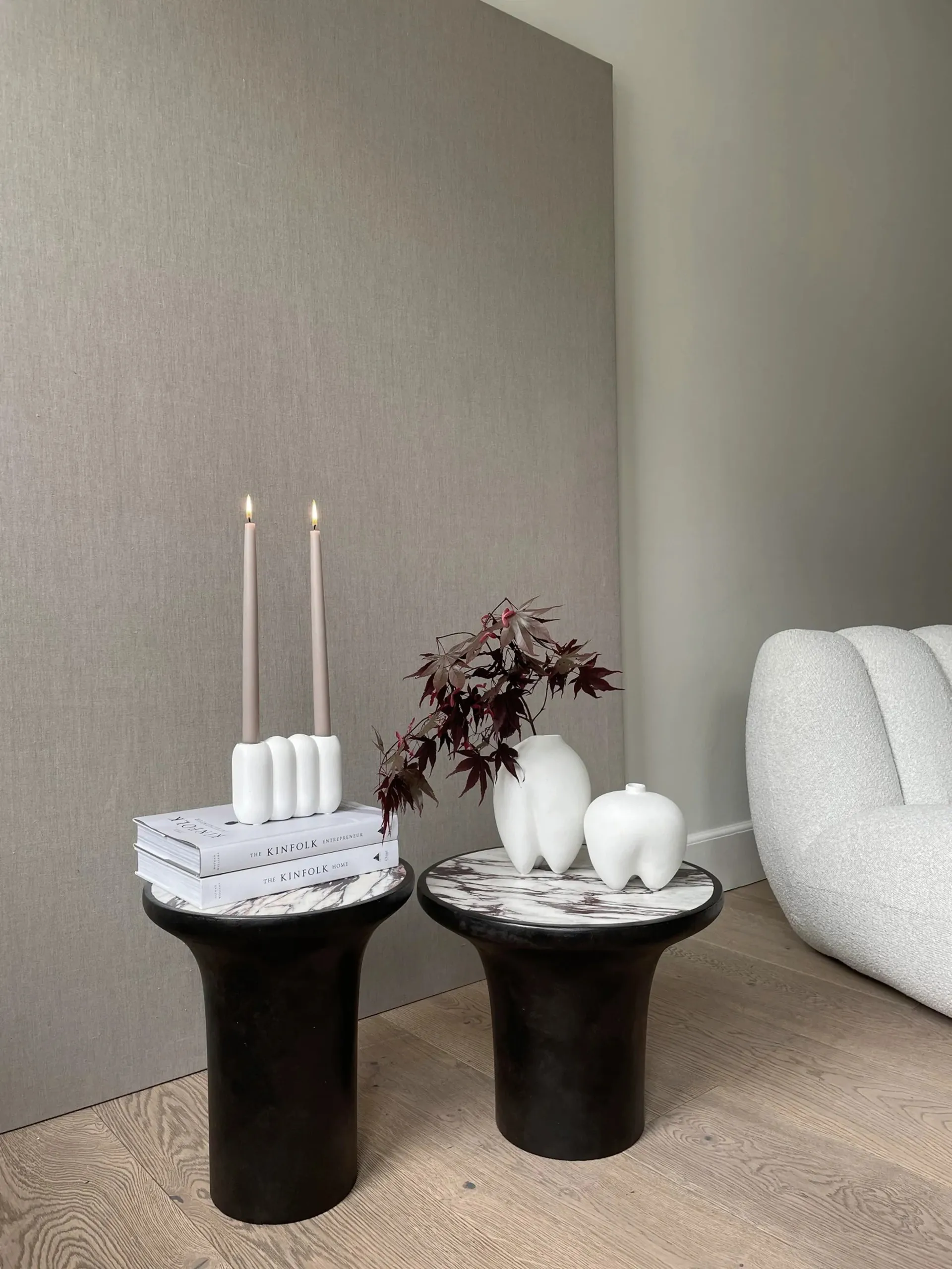 Tairu bijzettafel tall Ø35 cm, Calacatta 101 Copenhagen