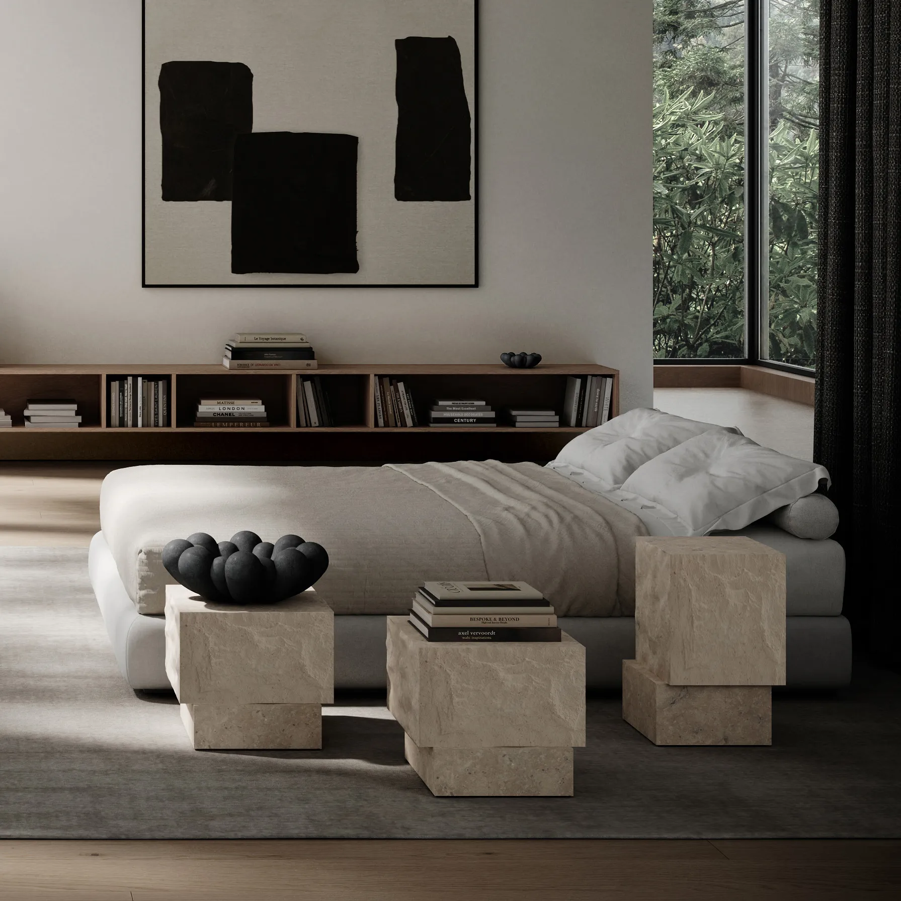 Temple bijzettafel low 42x40 cm, Chrome-limestone 101 Copenhagen