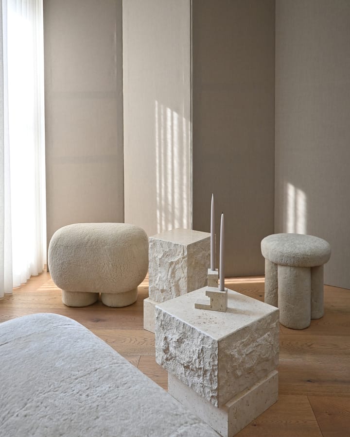 Temple bijzettafel low 42x40 cm, Chrome-limestone 101 Copenhagen