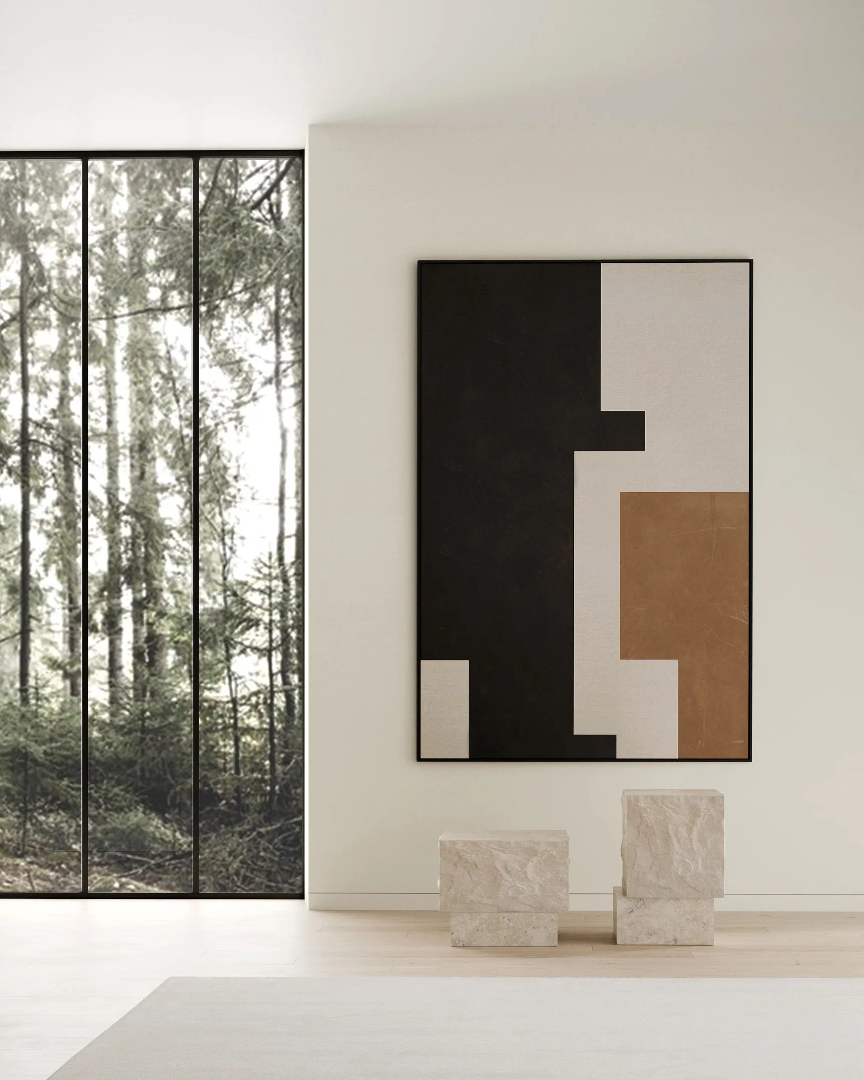 Temple bijzettafel low 42x40 cm, Chrome-limestone 101 Copenhagen