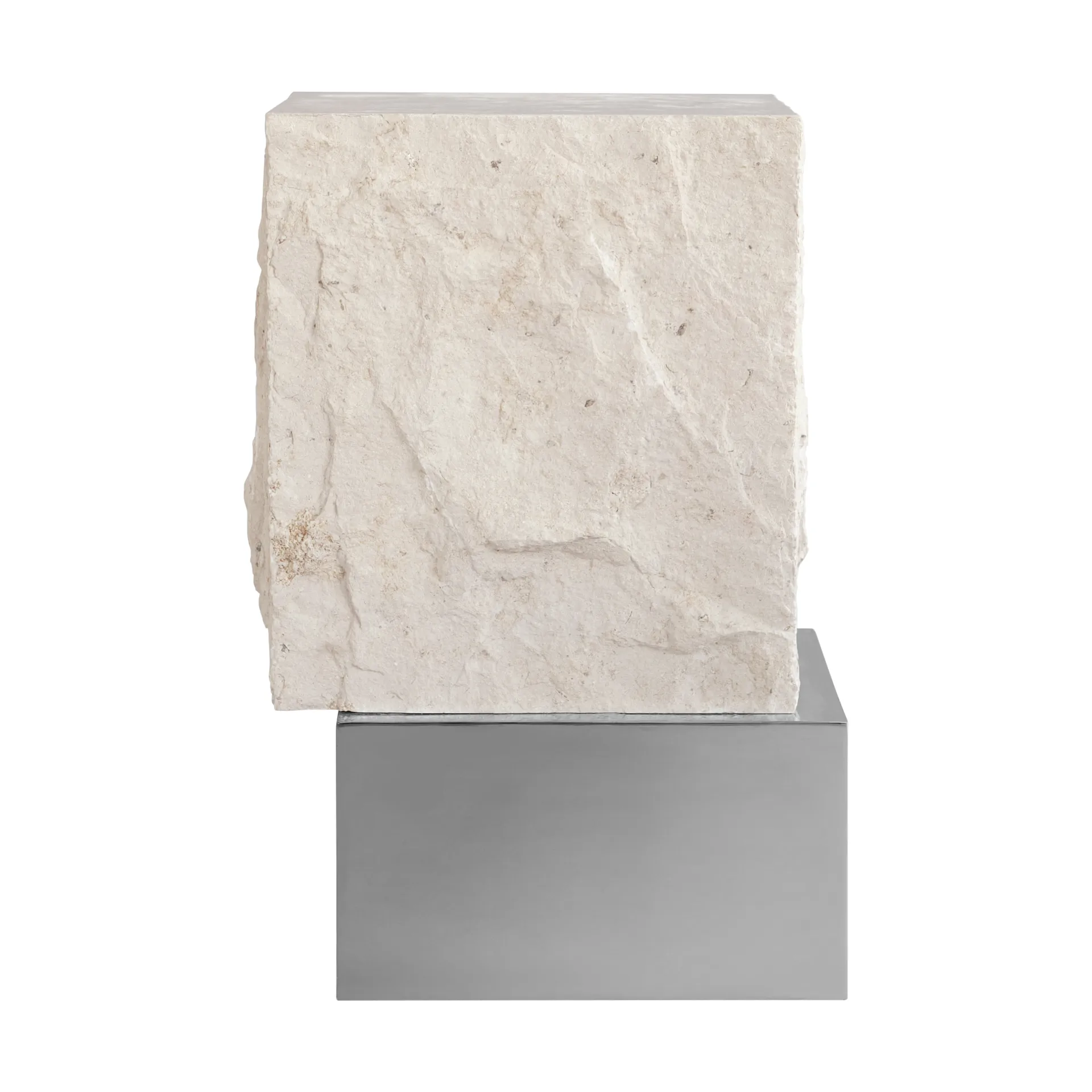 Temple bijzettafel tall 50x33 cm, Chrome-limestone 101 Copenhagen