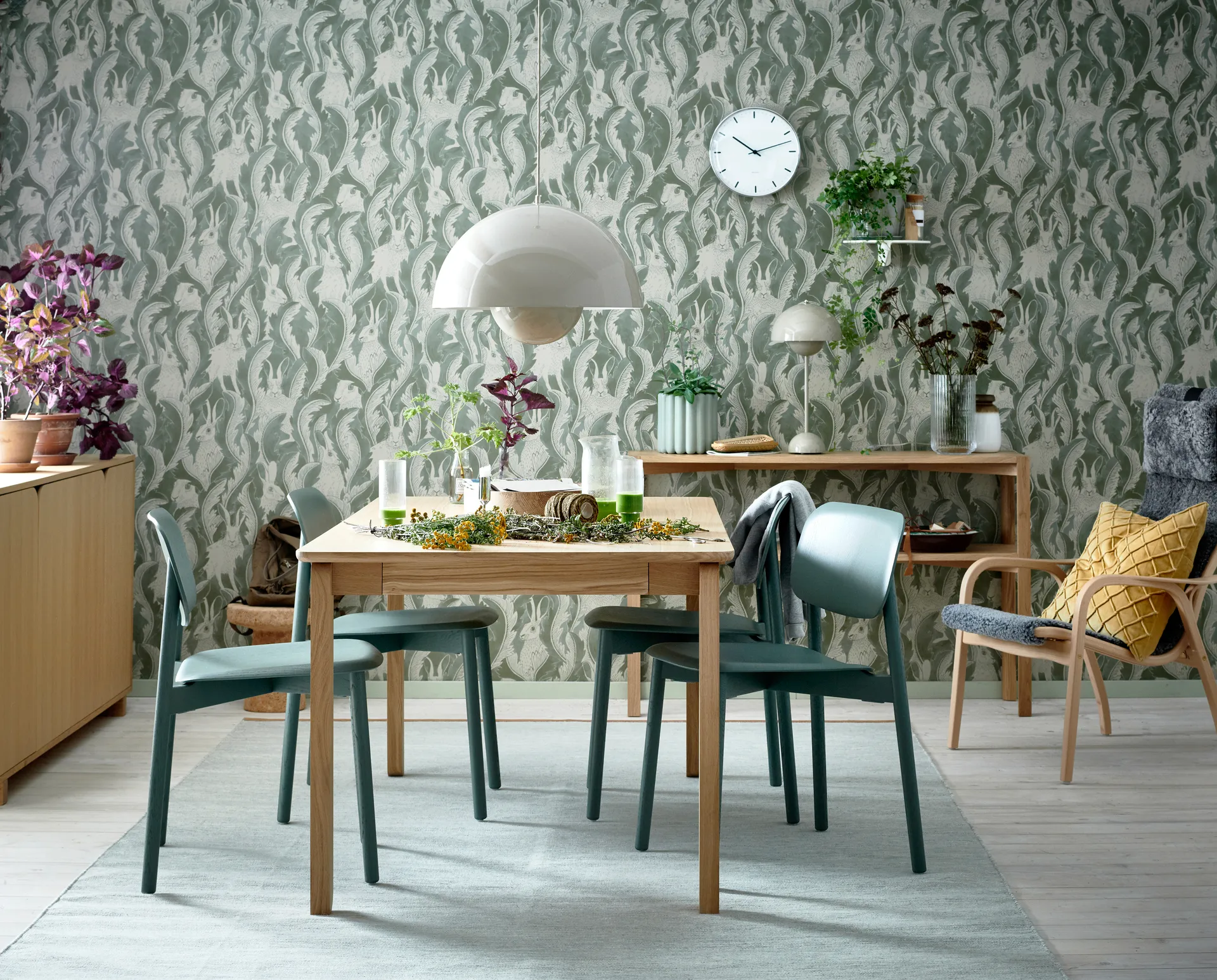 Alfred eettafel 90x160 cm, Witgepigmenteerd eikenhout 1898