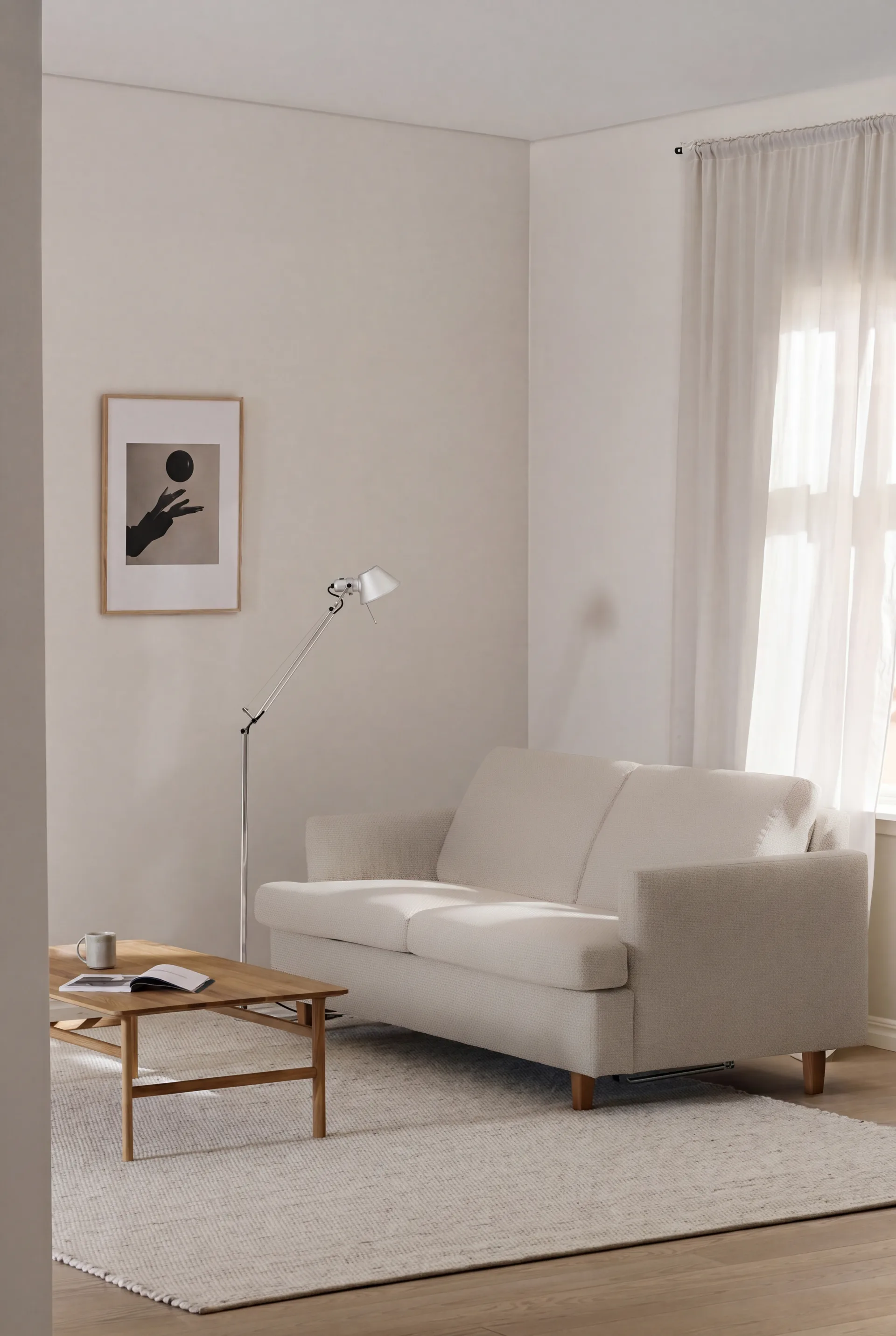 Binga 2,5-zits slaapbank, Caleido Beige 9600-donker gebeitst essen 1898