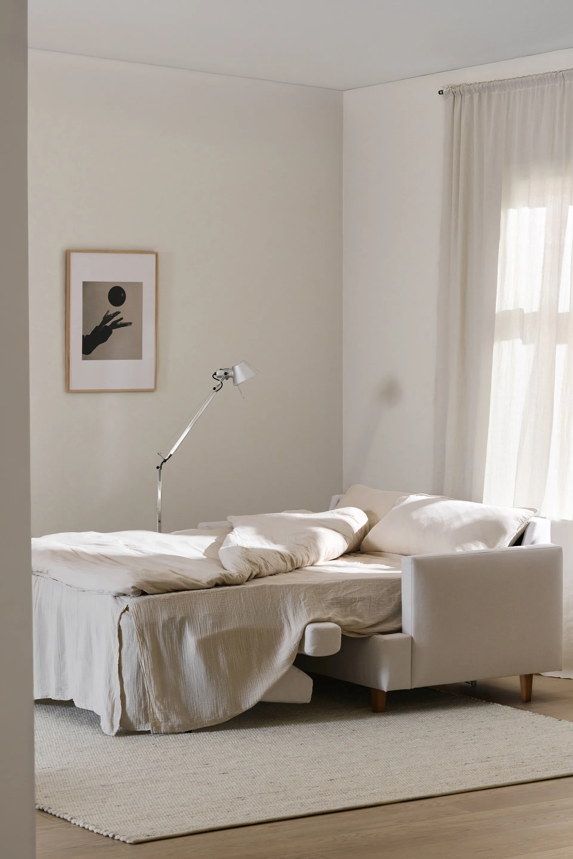 Binga 2,5-zits slaapbank, Caleido Beige 9600-donker gebeitst essen 1898