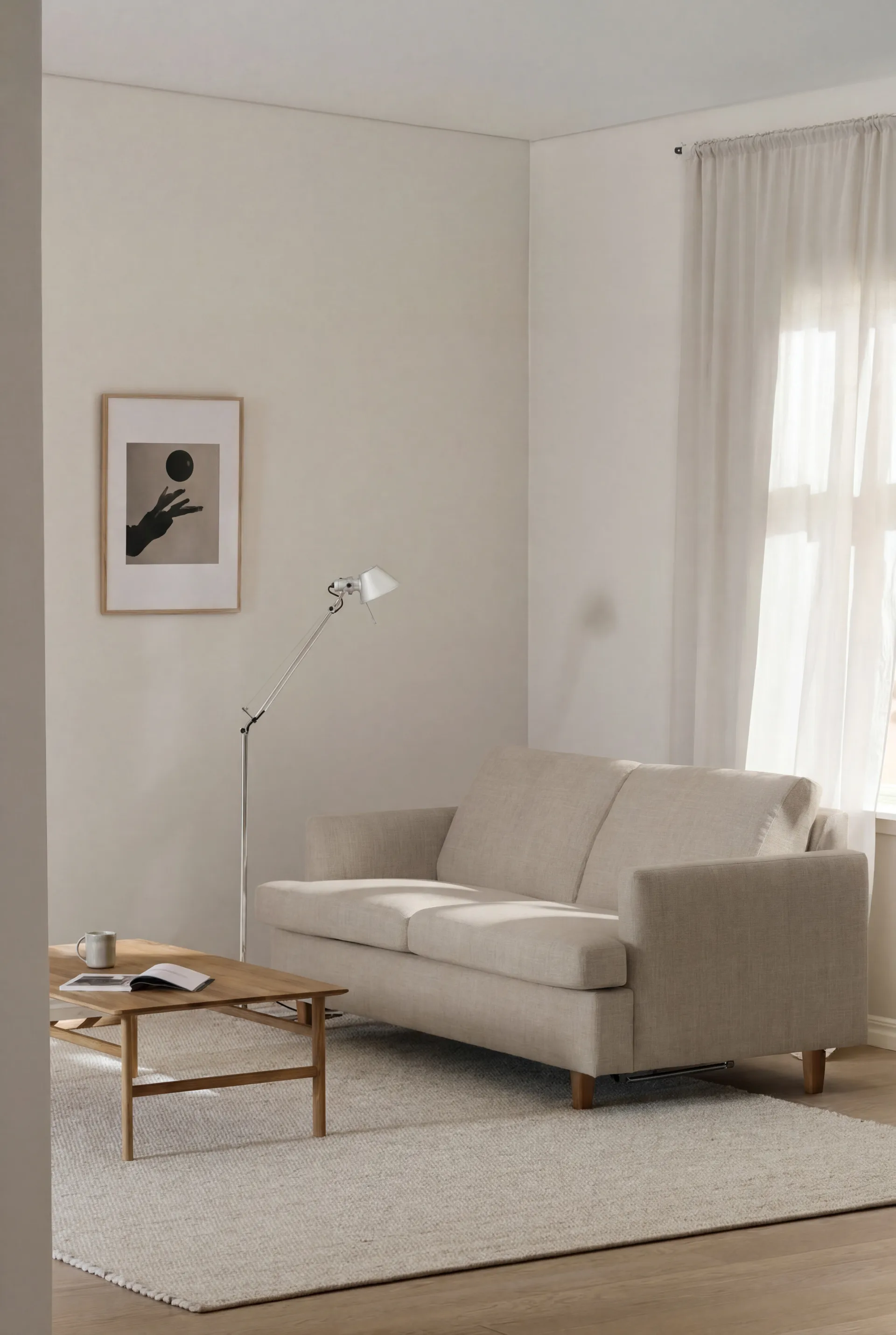 Binga 2,5-zits slaapbank, Same Beige 6670-donker gebeitst essen 1898