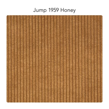 Bredhult bank - 3-zits stof jump 1959 honey, witgeoliede eikenhouten poten - 1898