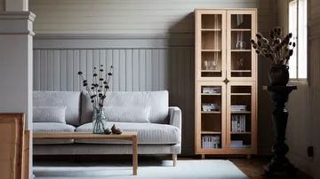 Bredhult bankstel - 3-zits stof bern 0341 beige, witgeoliede eikenhouten poten - 1898