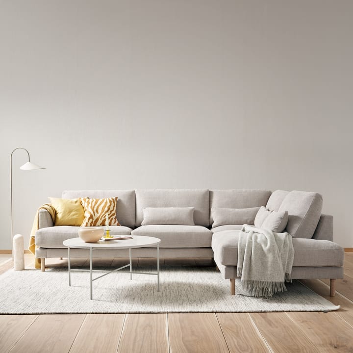 Bredhult modulaire bank A1 witgeoliede eikenhouten poten, Bern 0341 Beige 1898