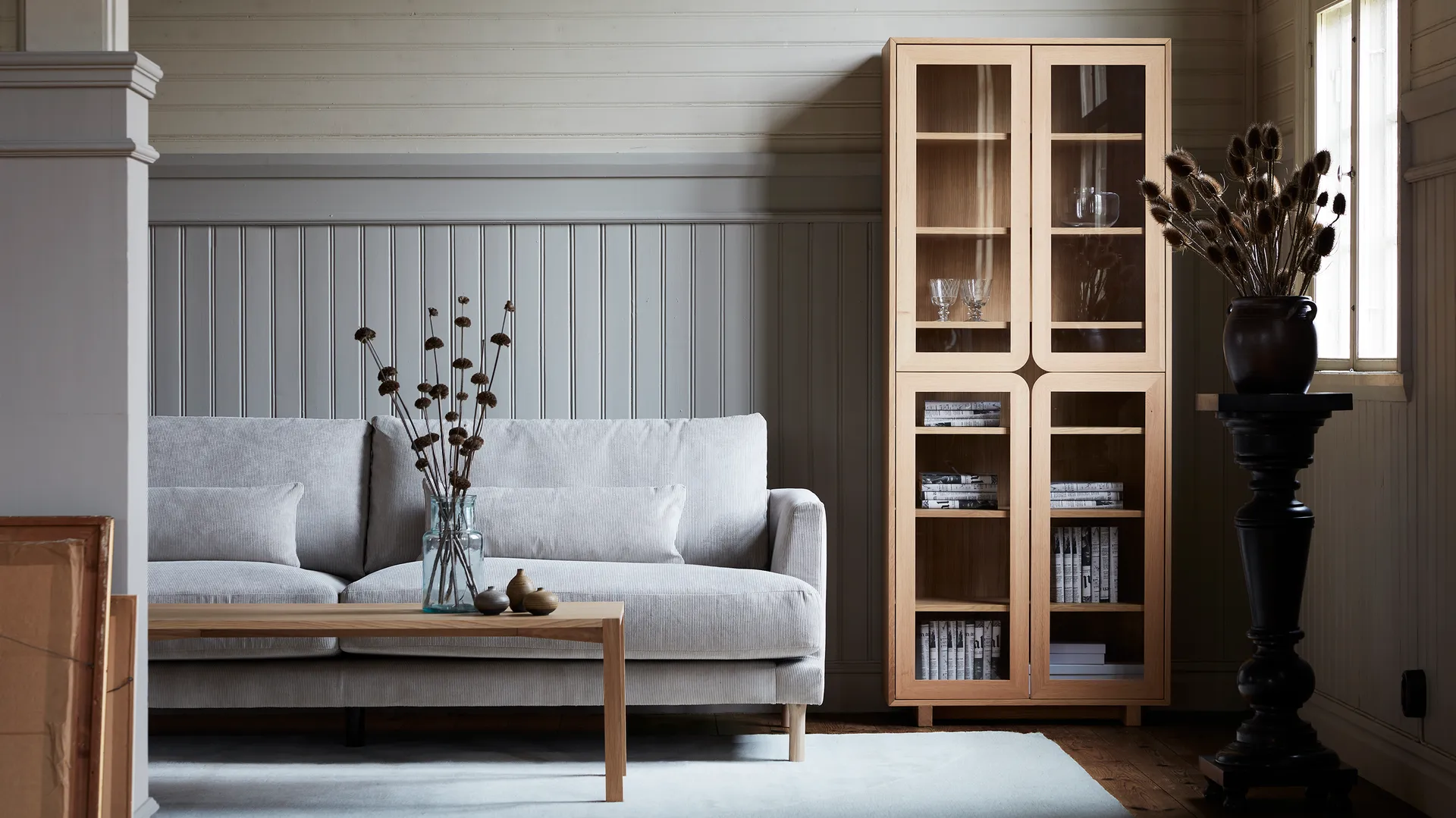 Bredhult sofa, Bern Beige 0341-witgeoliede eiken, 3-zits 1898