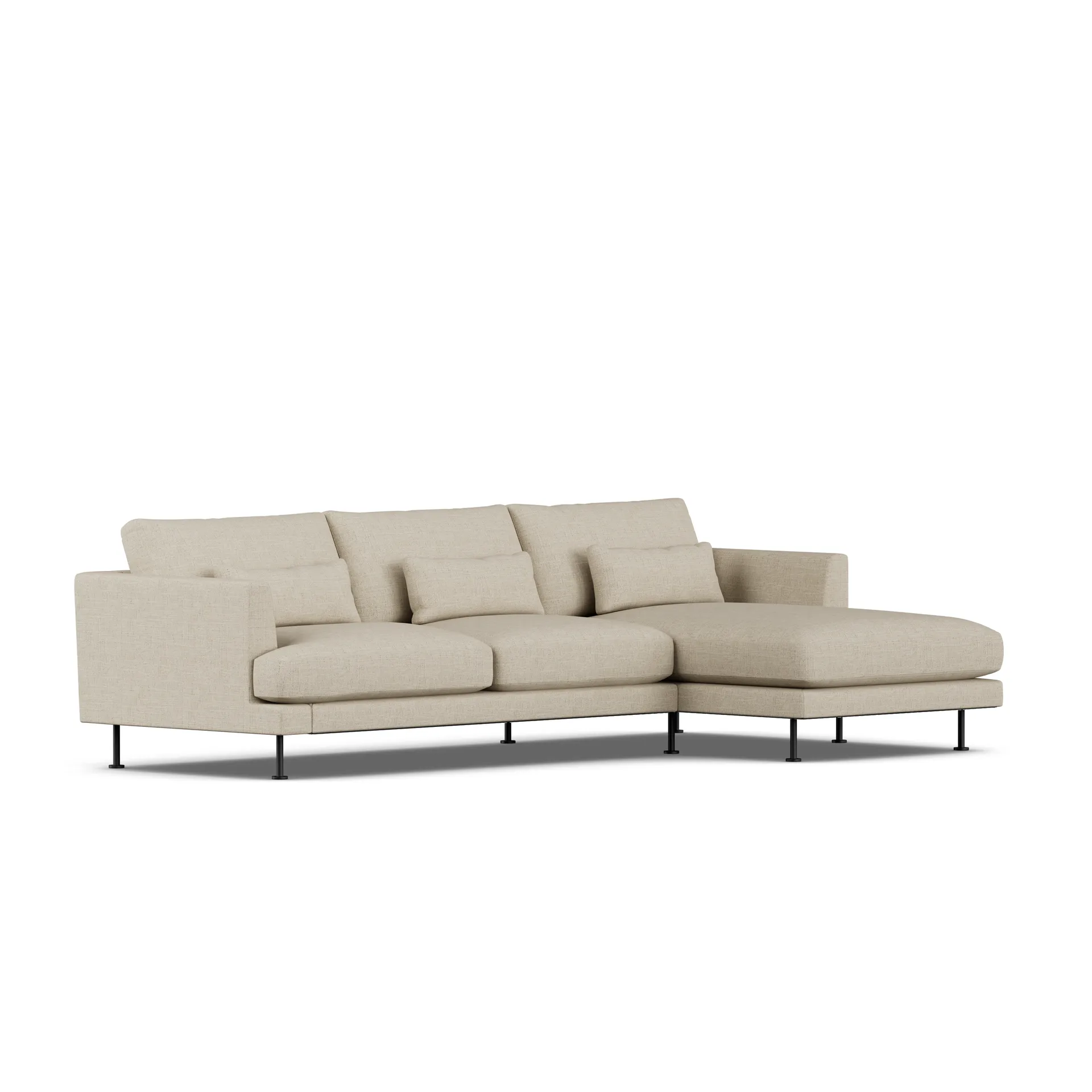 Bredhult sofa, Bern Beige 0341-zwart staal, 2,5-zits C1 1898