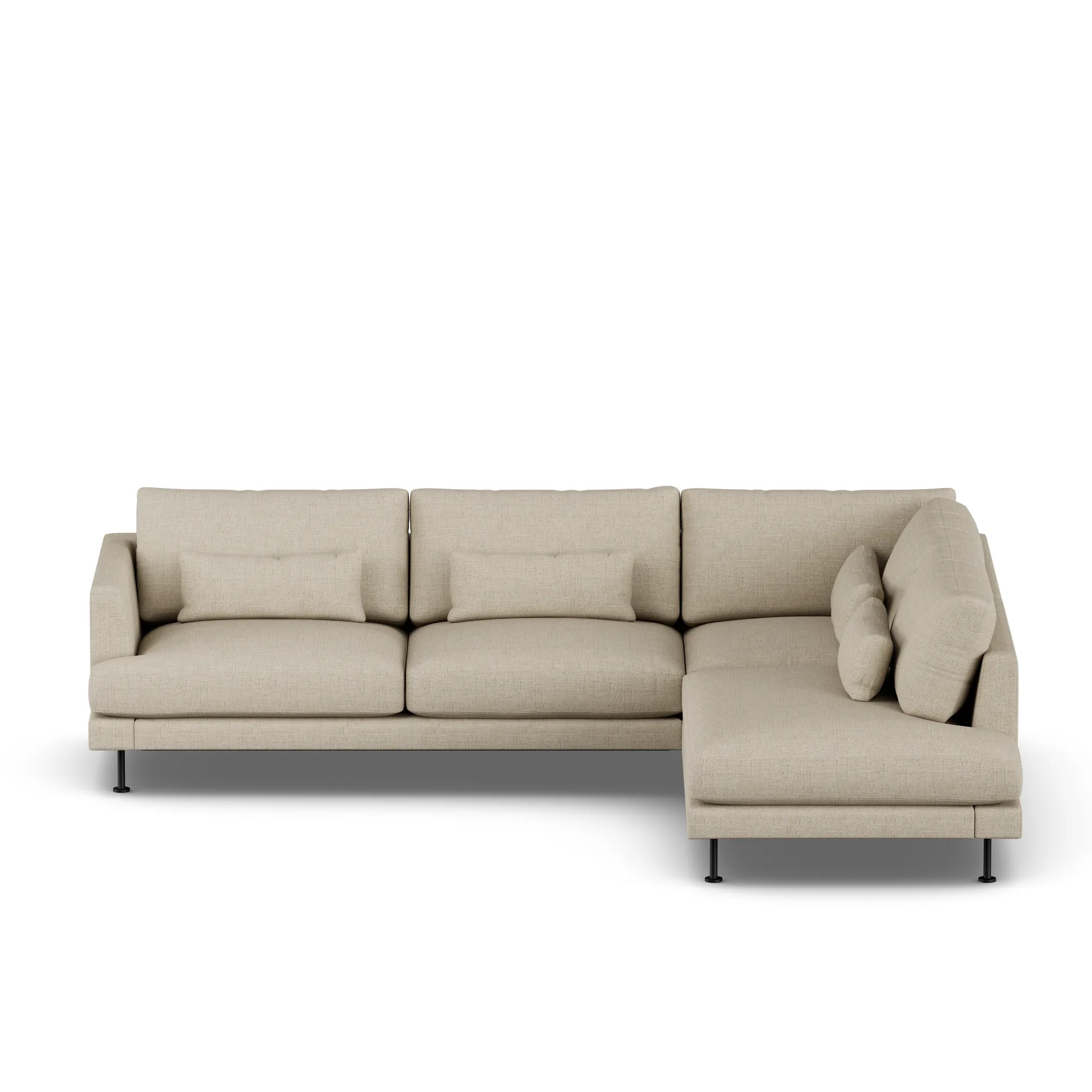 Bredhult sofa, Bern Beige 0341-zwart staal, 3-zits A1 1898