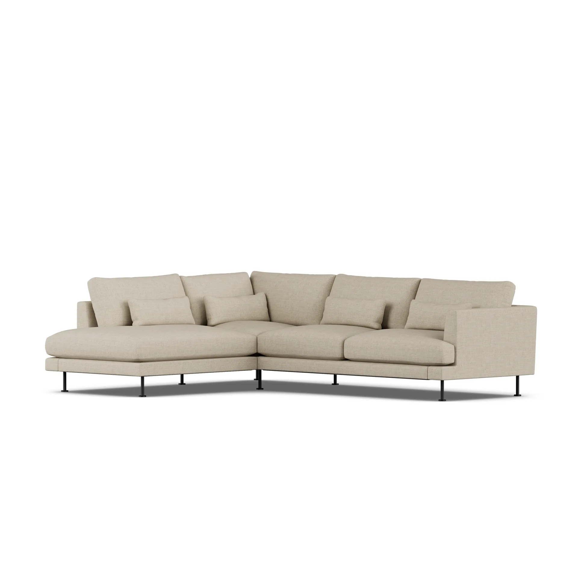Bredhult sofa, Bern Beige 0341-zwart staal, 3-zits A2 1898