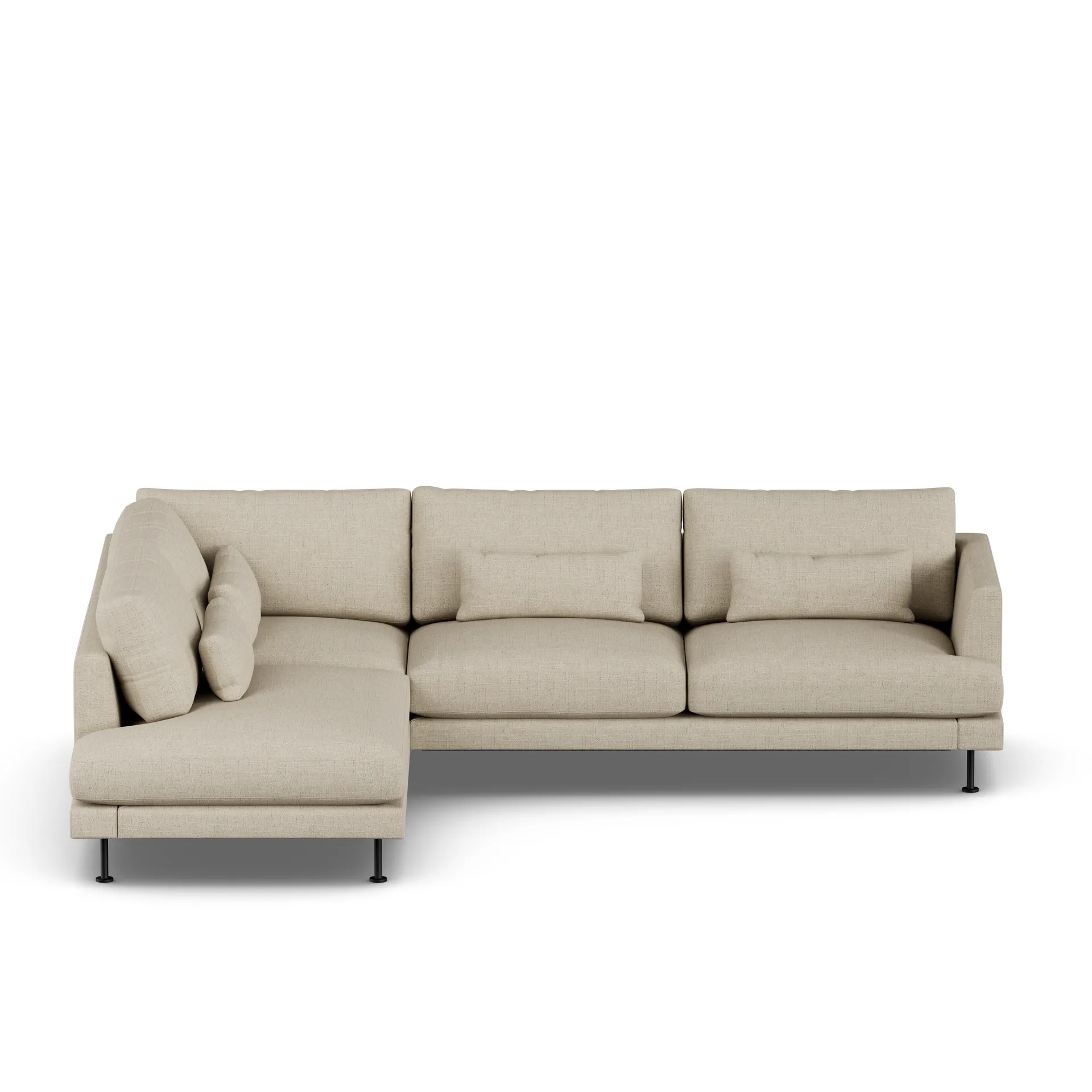 Bredhult sofa, Bern Beige 0341-zwart staal, 3-zits A2 1898