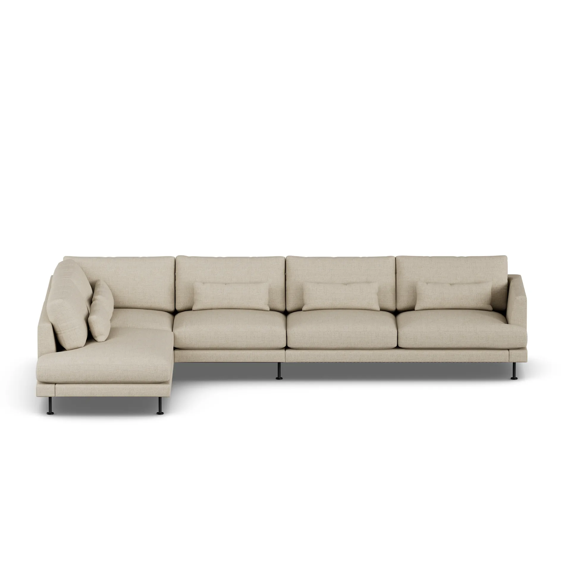Bredhult sofa, Bern Beige 0341-zwart staal, 4-zits B2 1898