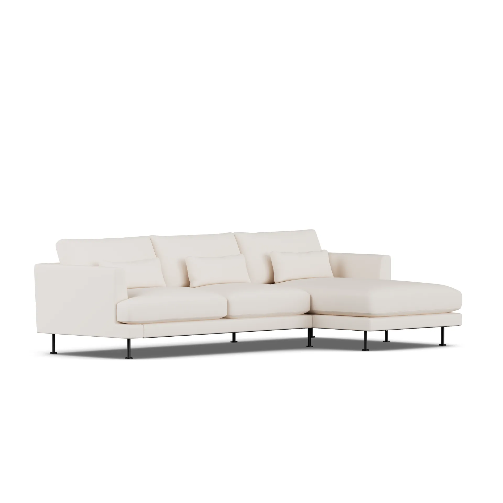 Bredhult sofa, Caleido Beige 9600-zwart staal, 2,5-zits C1 1898