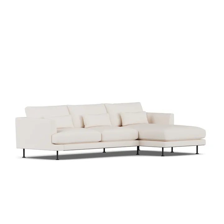 Bredhult sofa - Caleido Beige 9600-zwart staal, 2,5-zits C1 - 1898