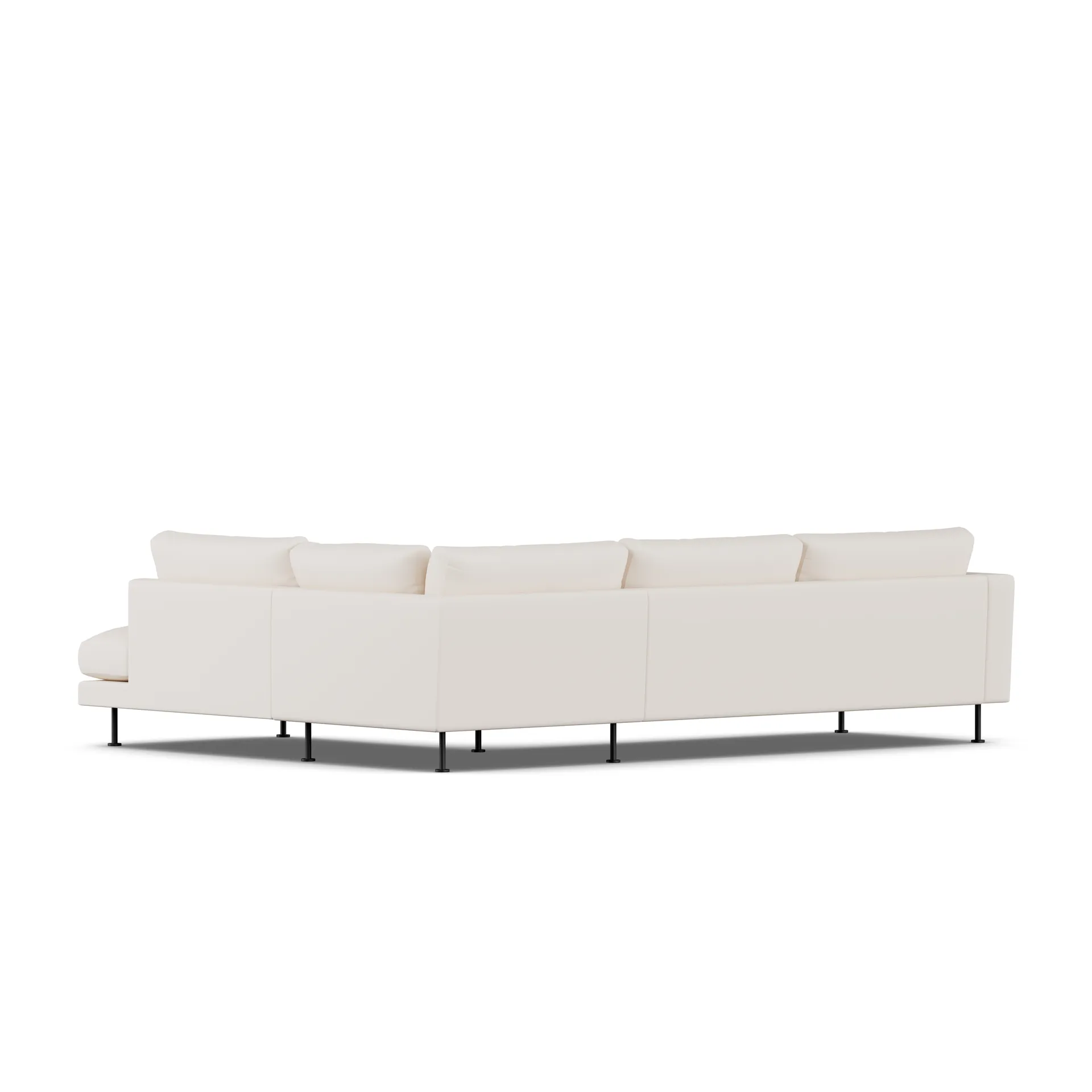 Bredhult sofa, Caleido Beige 9600-zwart staal, 3-zits A1 1898