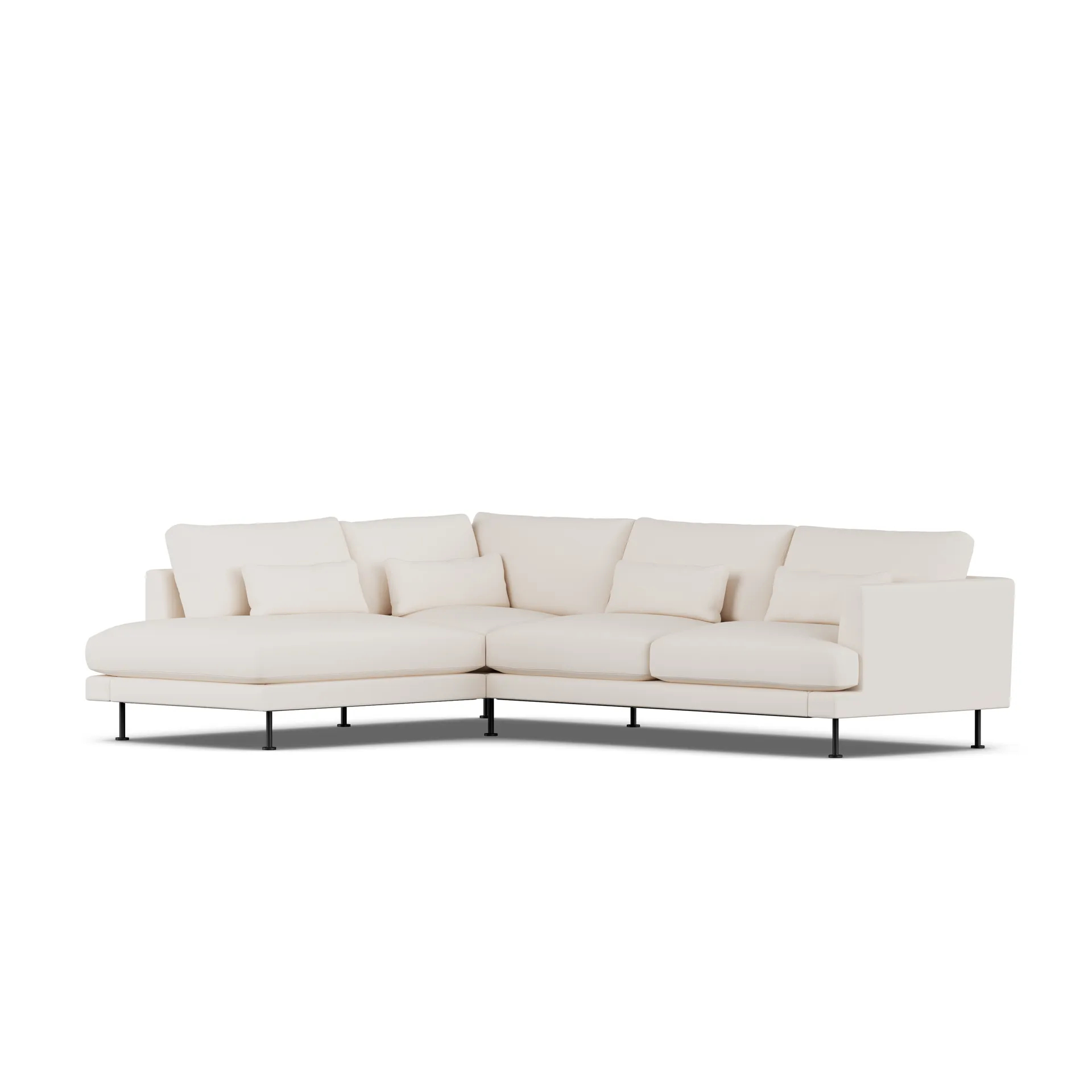 Bredhult sofa, Caleido Beige 9600-zwart staal, 3-zits A2 1898