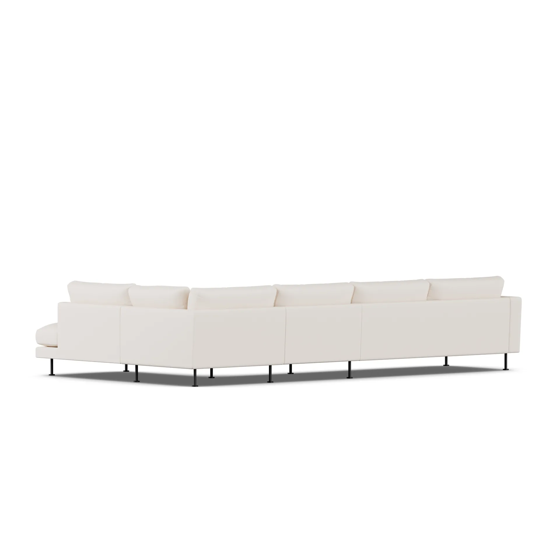 Bredhult sofa, Caleido Beige 9600-zwart staal, 4-zits B1 1898
