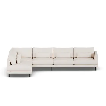 Bredhult sofa - Caleido Beige 9600-zwart staal, 4-zits B2 - 1898