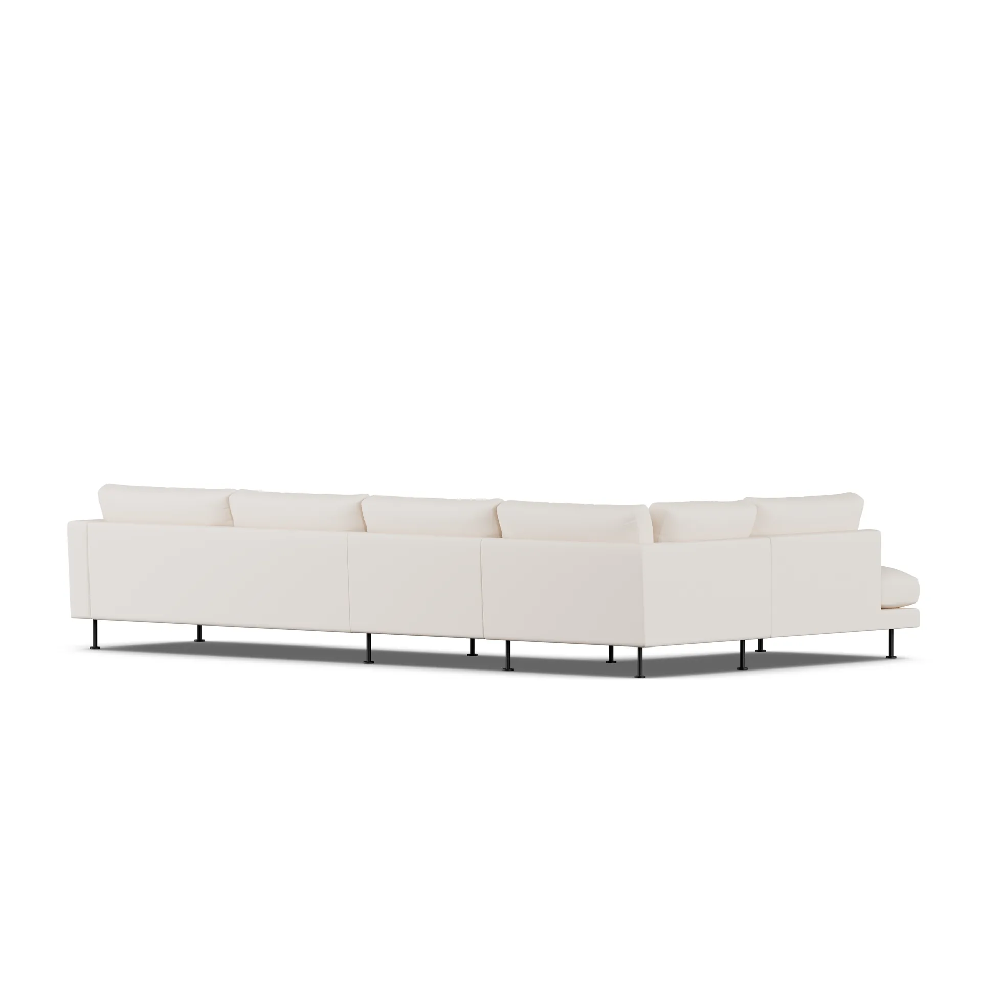 Bredhult sofa, Caleido Beige 9600-zwart staal, 4-zits B2 1898