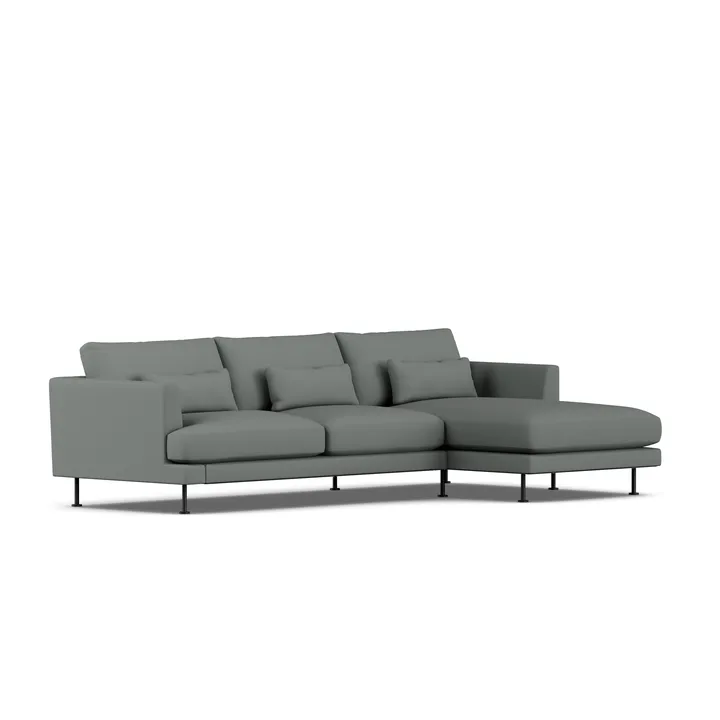 Bredhult sofa - Caleido Grey 1240-zwart staal, 2,5-zits C1 - 1898