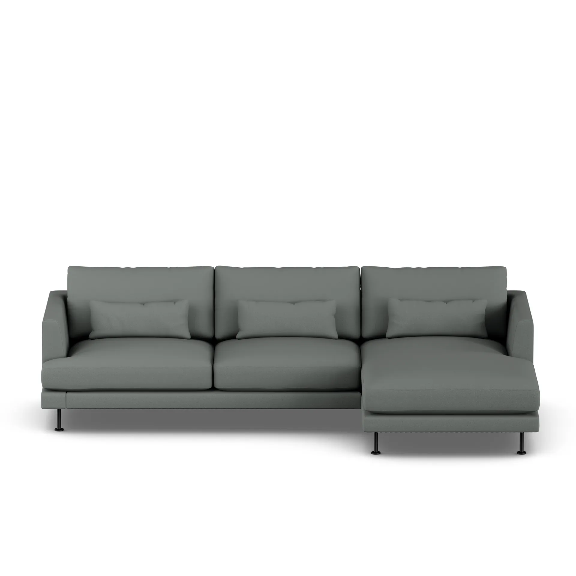 Bredhult sofa, Caleido Grey 1240-zwart staal, 2,5-zits C1 1898