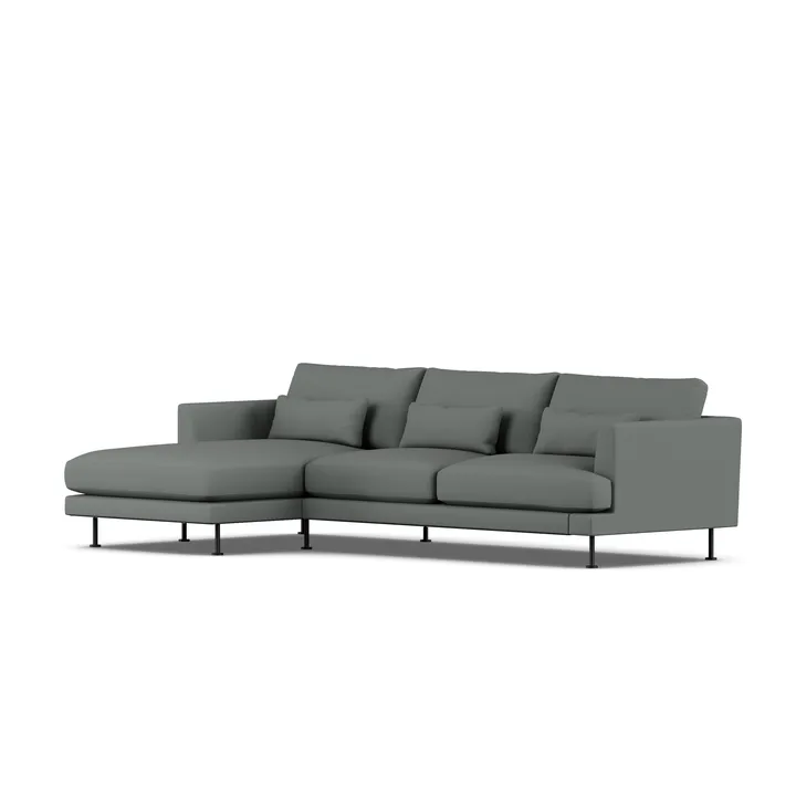 Bredhult sofa - Caleido Grey 1240-zwart staal, 2,5-zits C2 - 1898