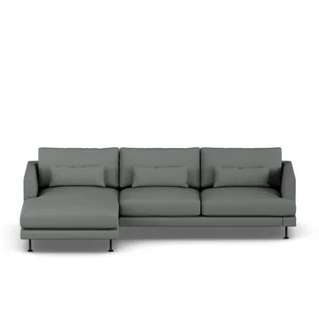 Bredhult sofa - Caleido Grey 1240-zwart staal, 2,5-zits C2 - 1898