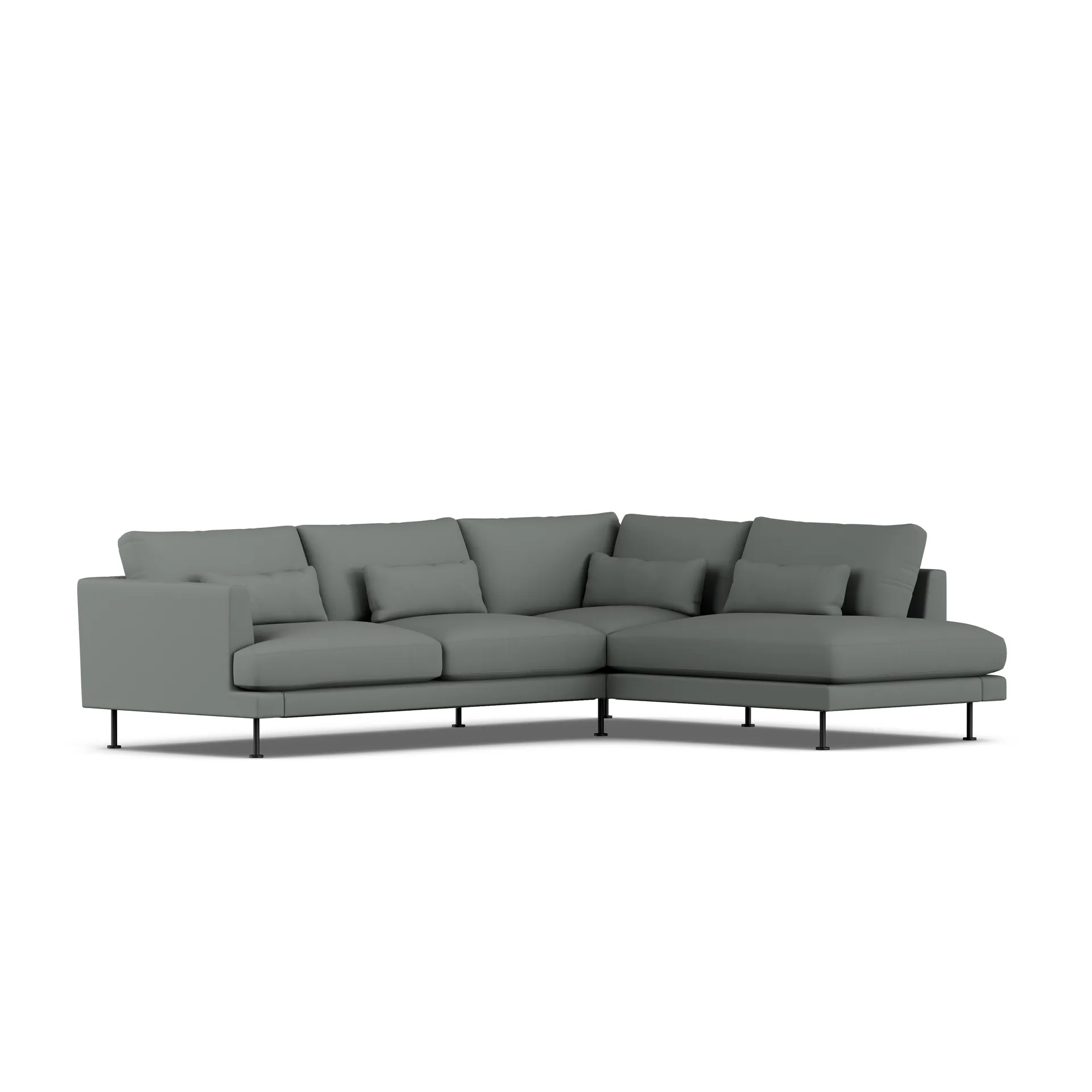 Bredhult sofa, Caleido Grey 1240-zwart staal, 3-zits A1 1898