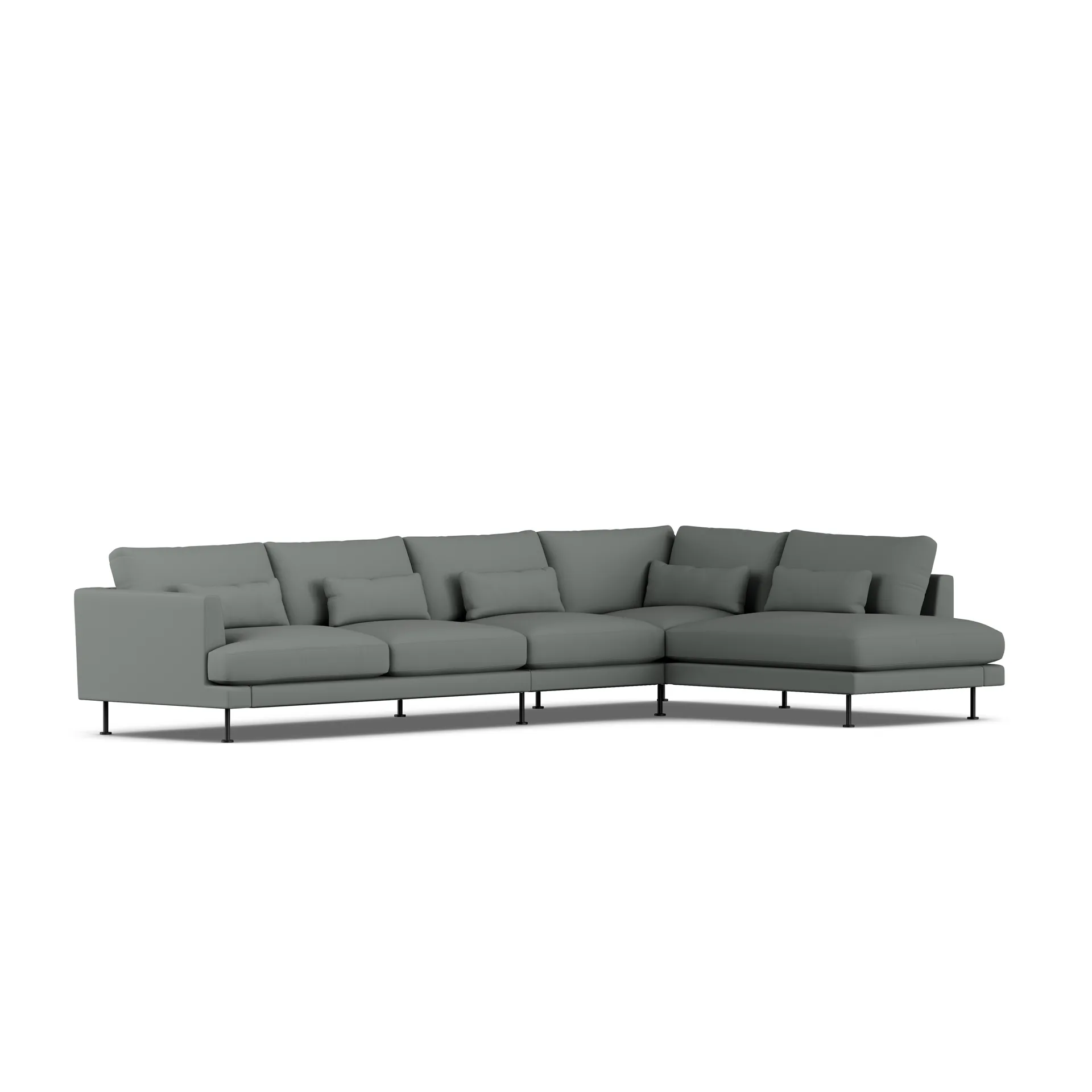 Bredhult sofa, Caleido Grey 1240-zwart staal, 4-zits B1 1898