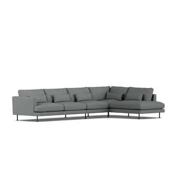 Bredhult sofa - Caleido Grey 1240-zwart staal, 4-zits B1 - 1898