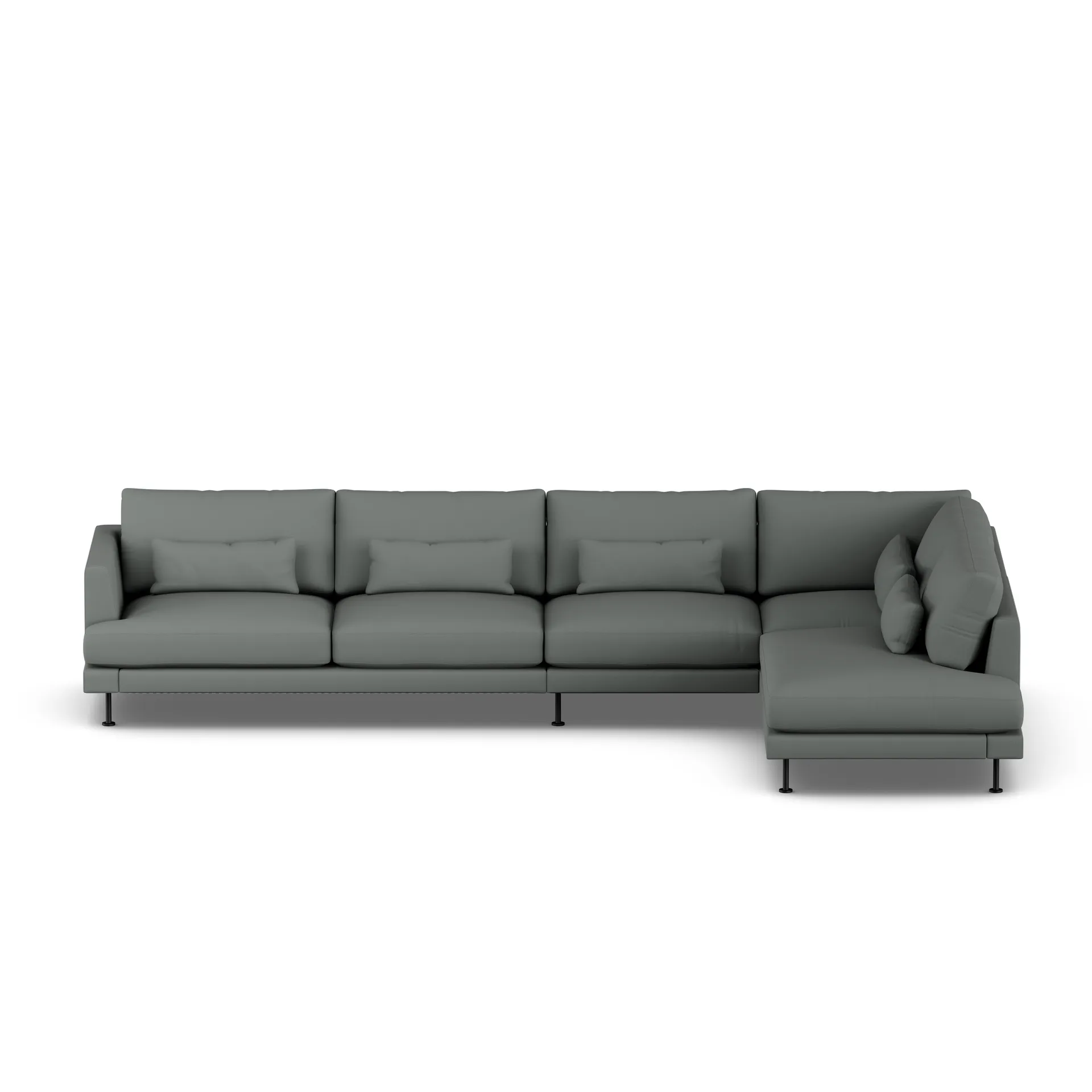 Bredhult sofa, Caleido Grey 1240-zwart staal, 4-zits B1 1898