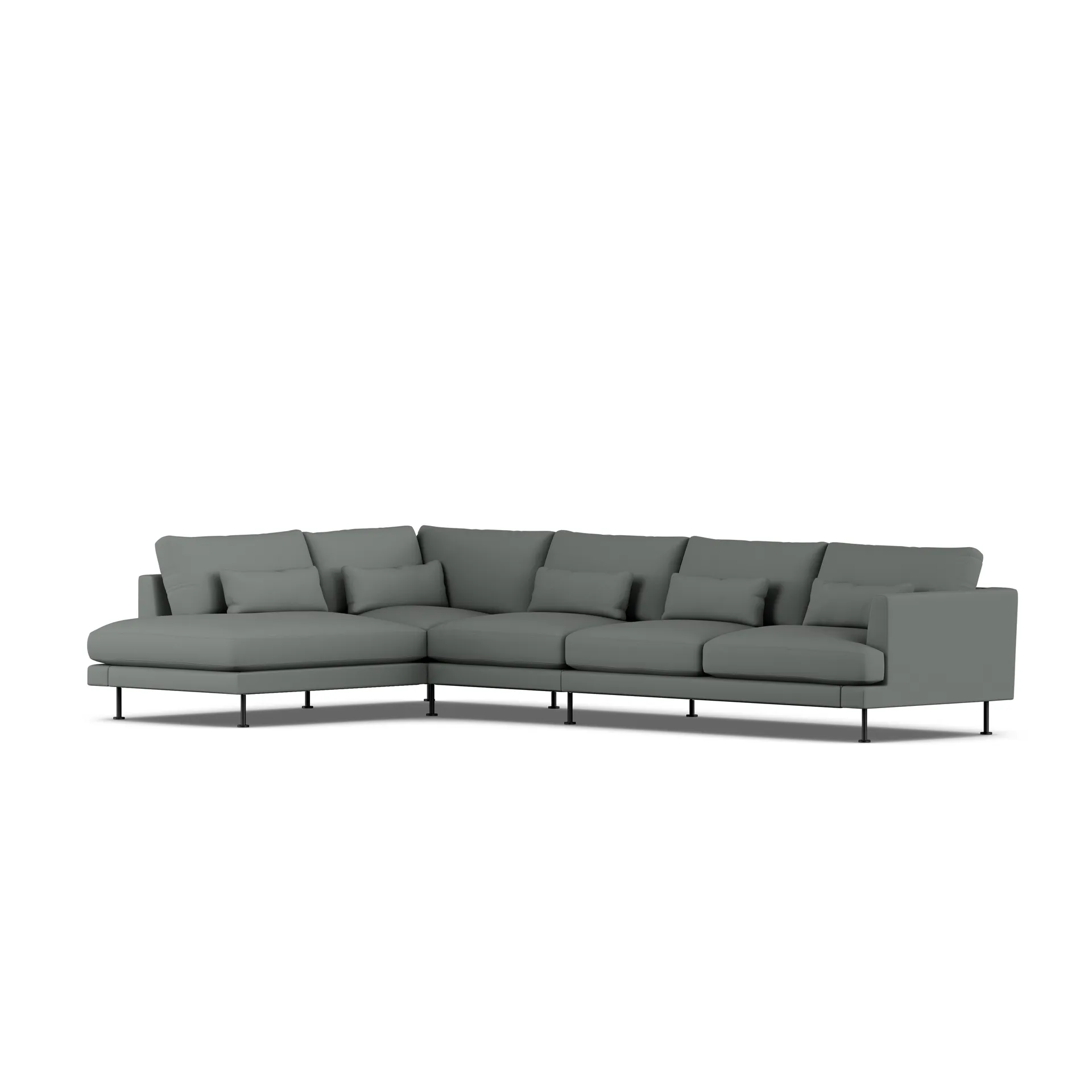 Bredhult sofa, Caleido Grey 1240-zwart staal, 4-zits B2 1898