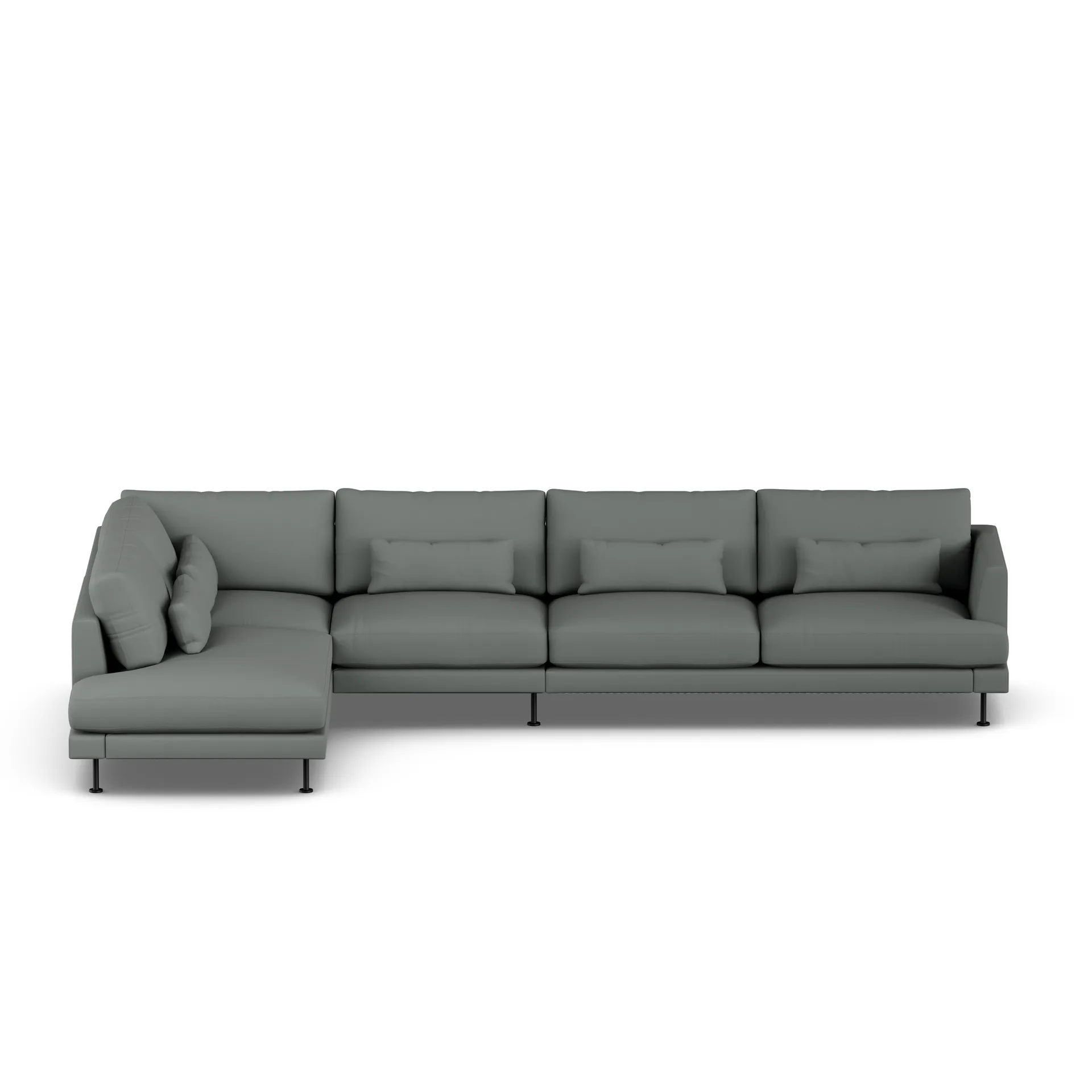 Bredhult sofa, Caleido Grey 1240-zwart staal, 4-zits B2 1898