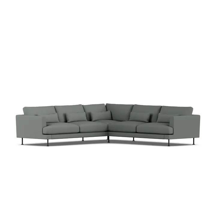 Bredhult sofa - Caleido Grey 1240-zwart staal, hoekbank F - 1898