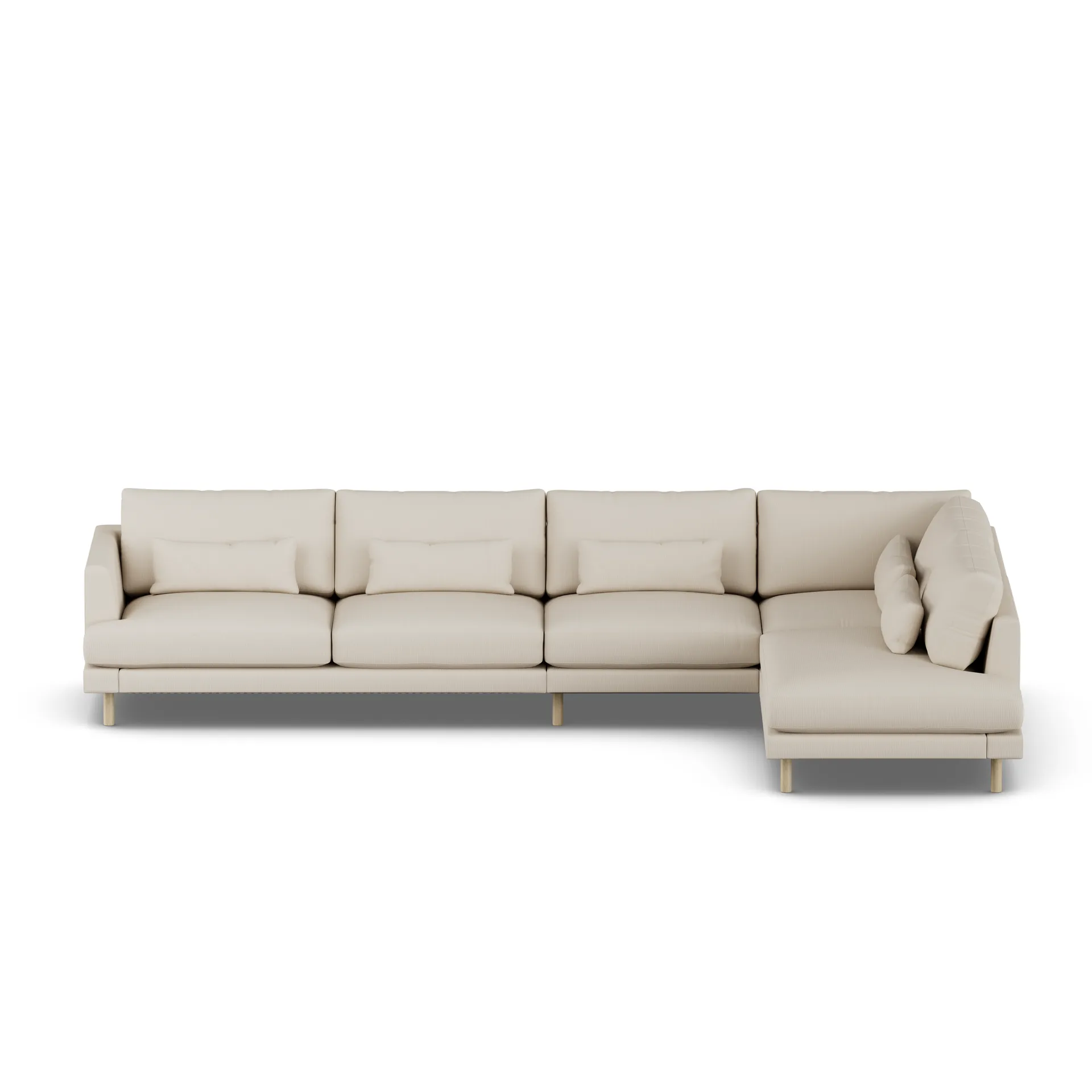 Bredhult sofa, Jump Beige 1956-witgeoliede eiken, 4-zits B1 1898