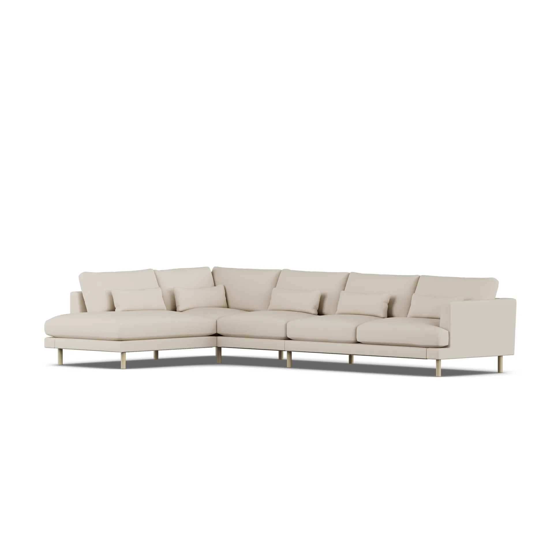 Bredhult sofa, Jump Beige 1956-witgeoliede eiken, 4-zits B2 1898