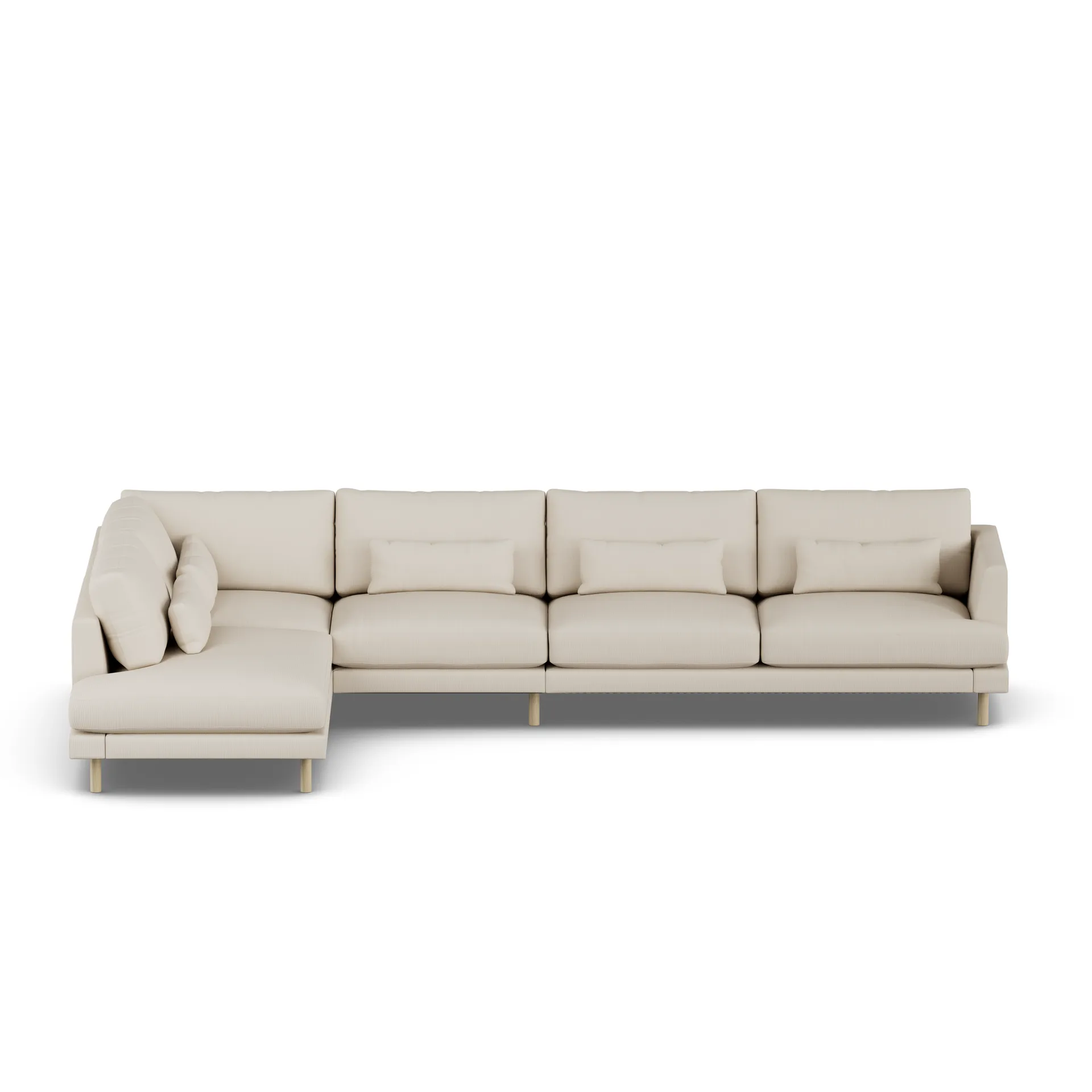 Bredhult sofa, Jump Beige 1956-witgeoliede eiken, 4-zits B2 1898
